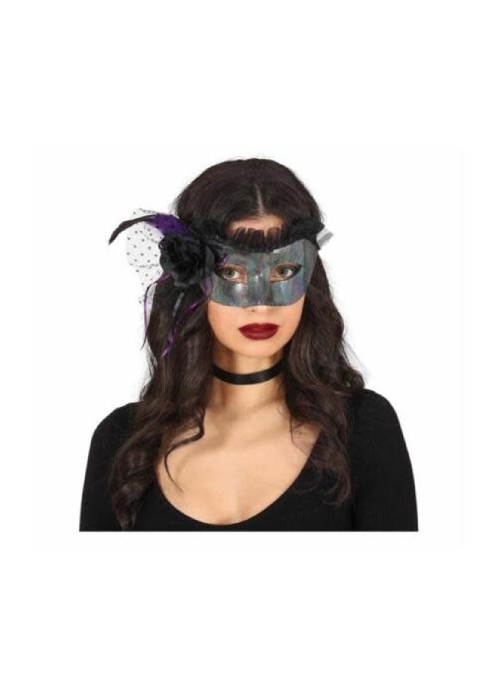 Fiestas Guirca Oogmasker Pailletten Zwart Paars