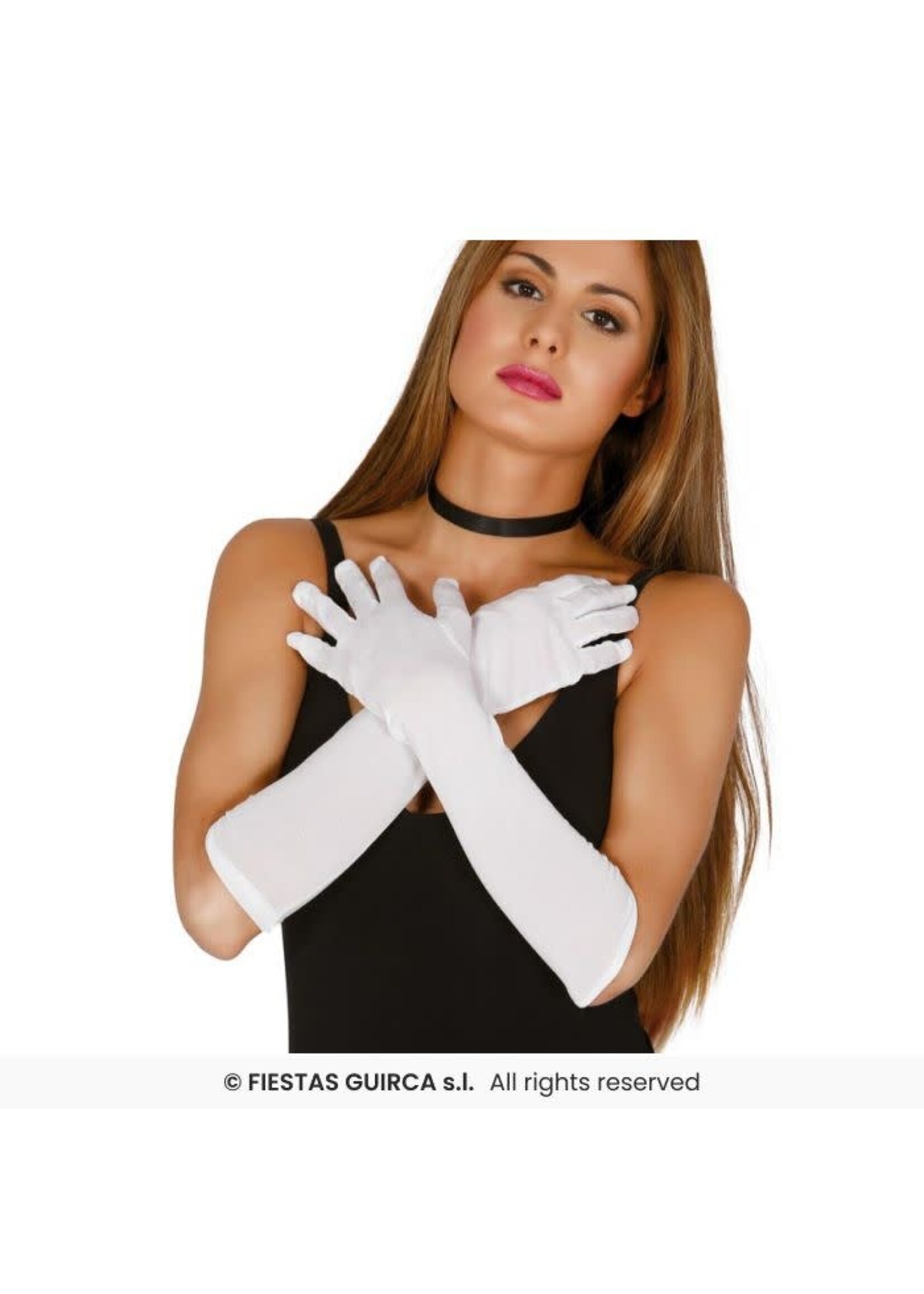 Feestkleding Breda Handschoen lang wit