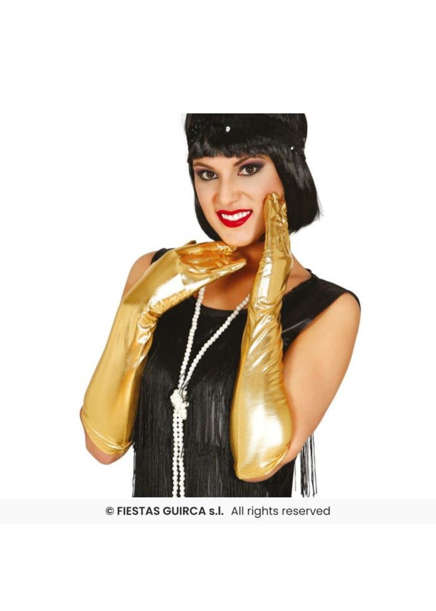 Feestkleding Breda Handschoen dames goud 42cm