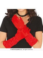 Fiestas Guirca Handschoenen lang rood kreukel