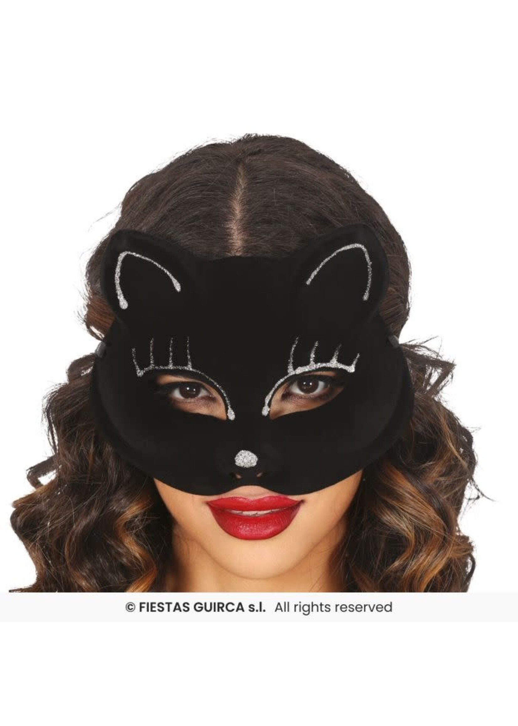 Fiestas Guirca Masker zwarte kat fluweel