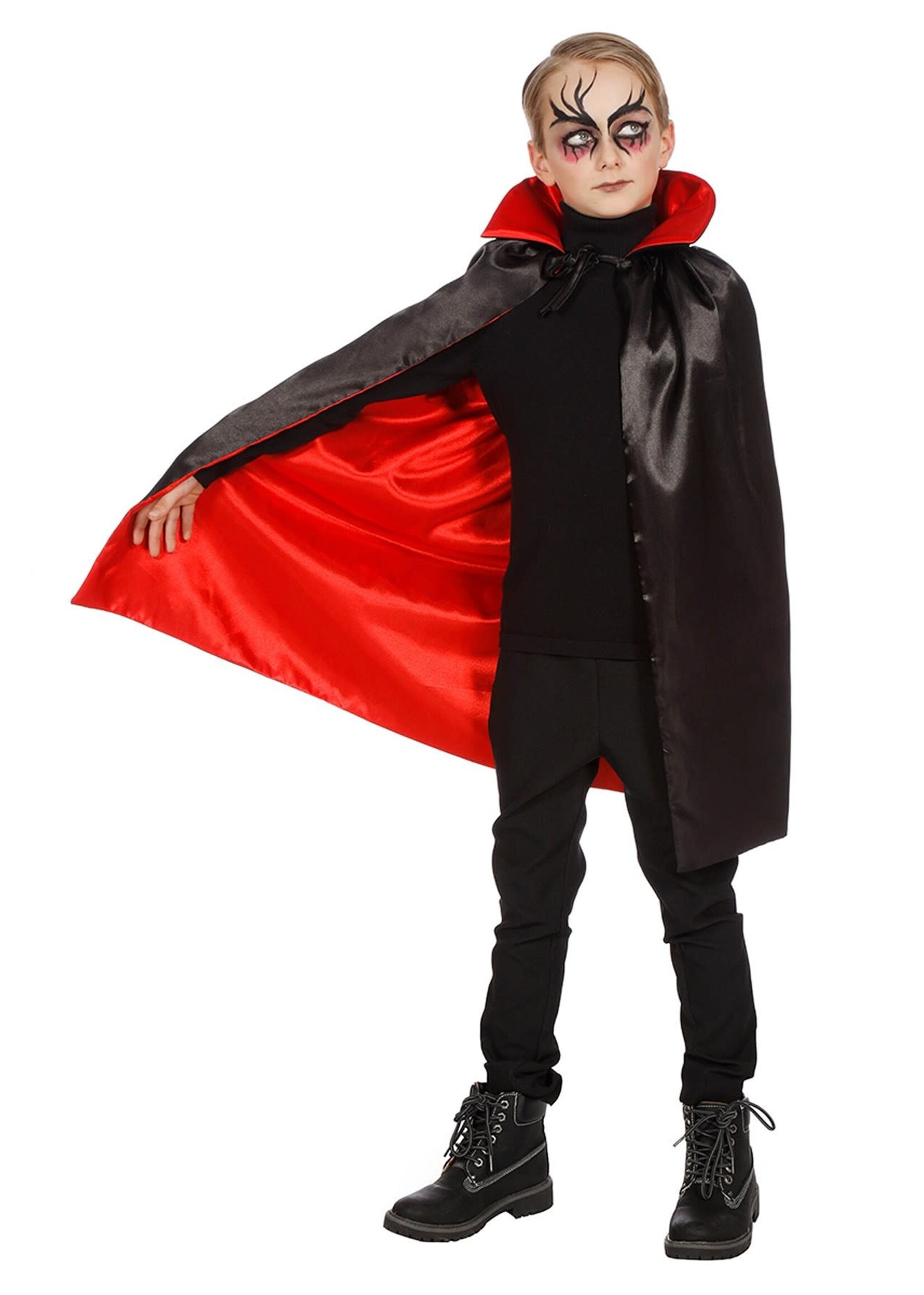 Wilbers & Wilbers Dracula cape met kraag zwart/rood kind Maat 140