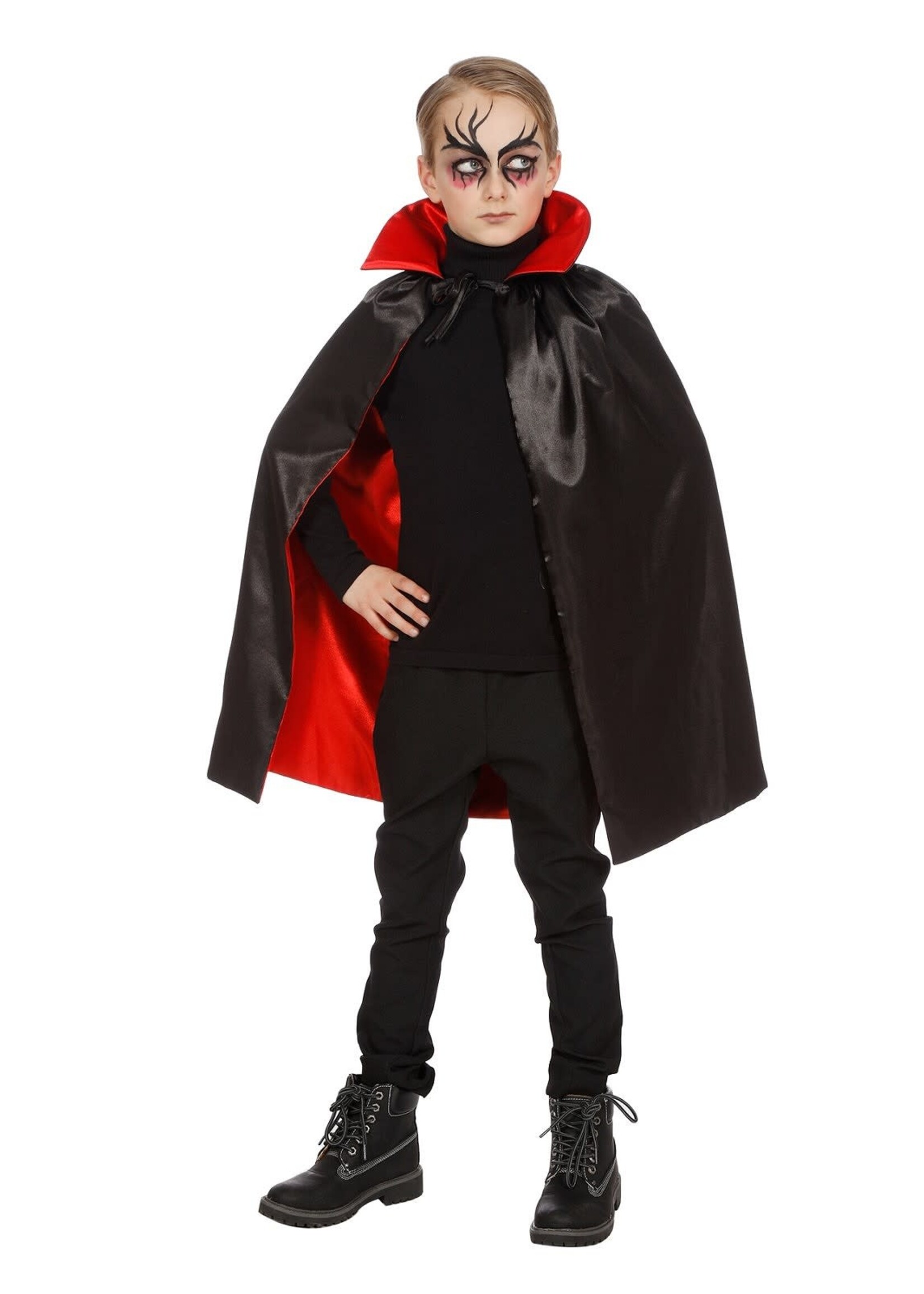 Wilbers & Wilbers Dracula cape met kraag zwart/rood kind Maat 140