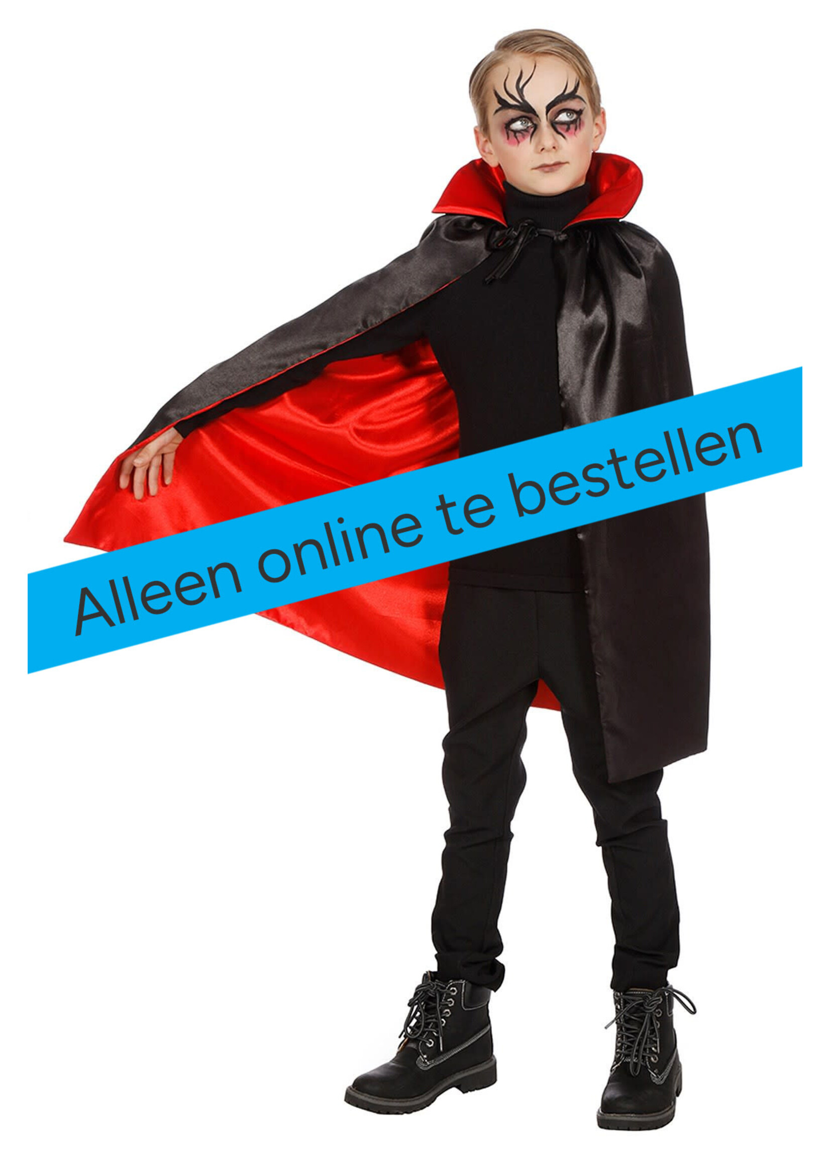 Wilbers & Wilbers Dracula cape met kraag zwart/rood kind Maat 140