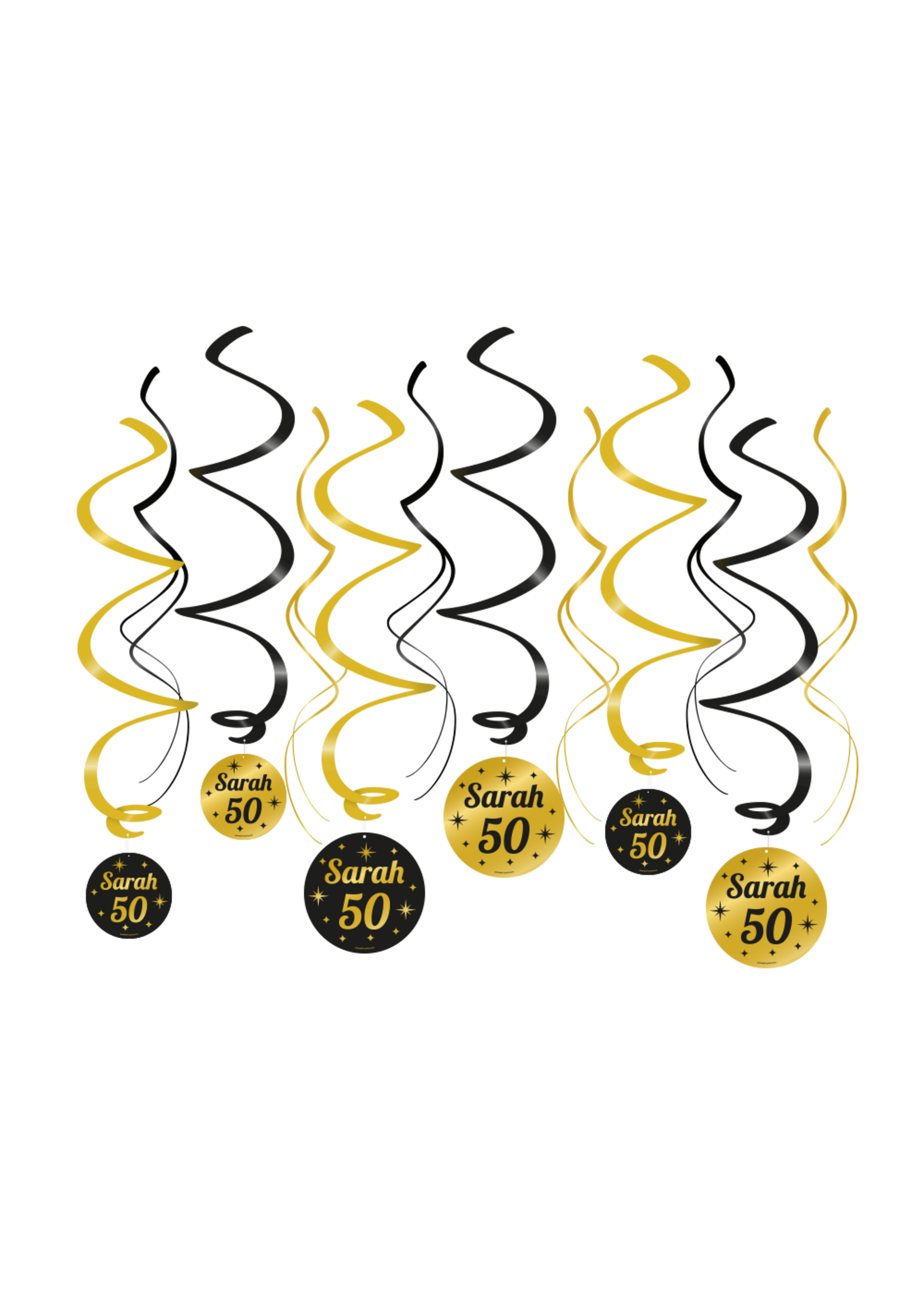 Feestkleding Breda Zwart/goud Sarah 50 feest swirls