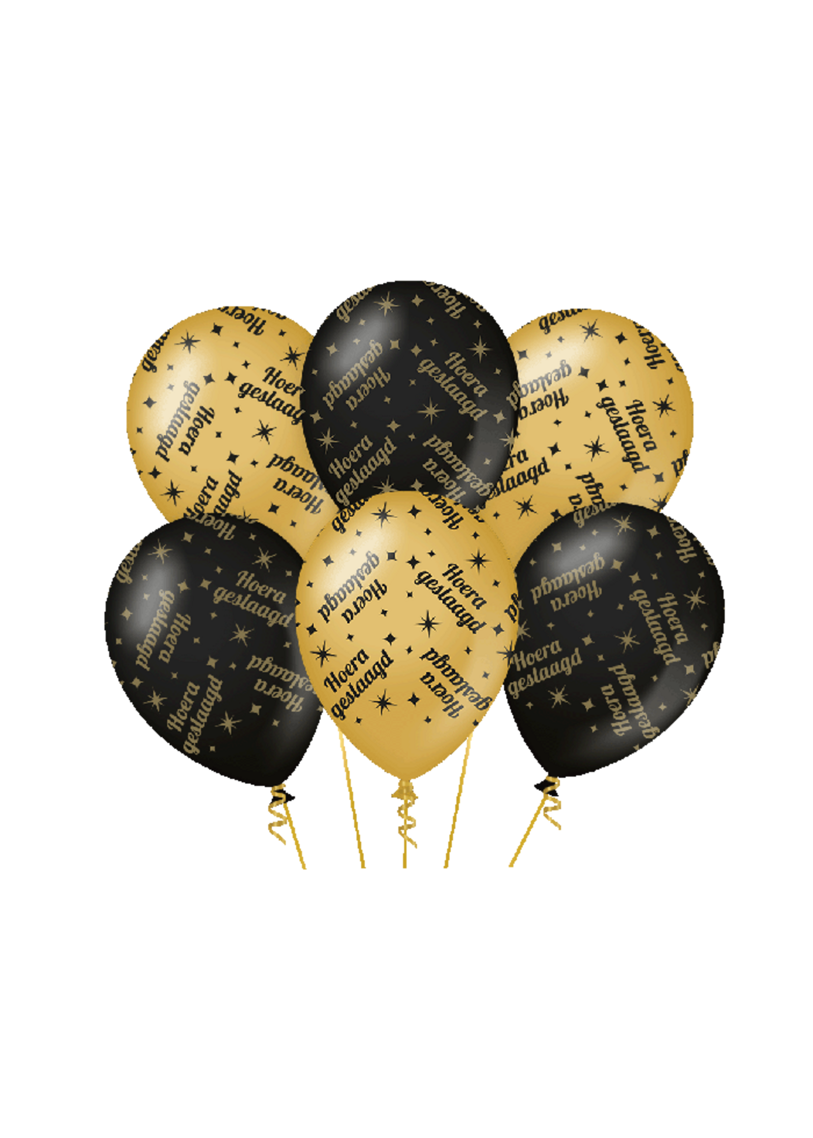 Feestkleding Breda Ballonnen zwart/goud Hoera geslaagd