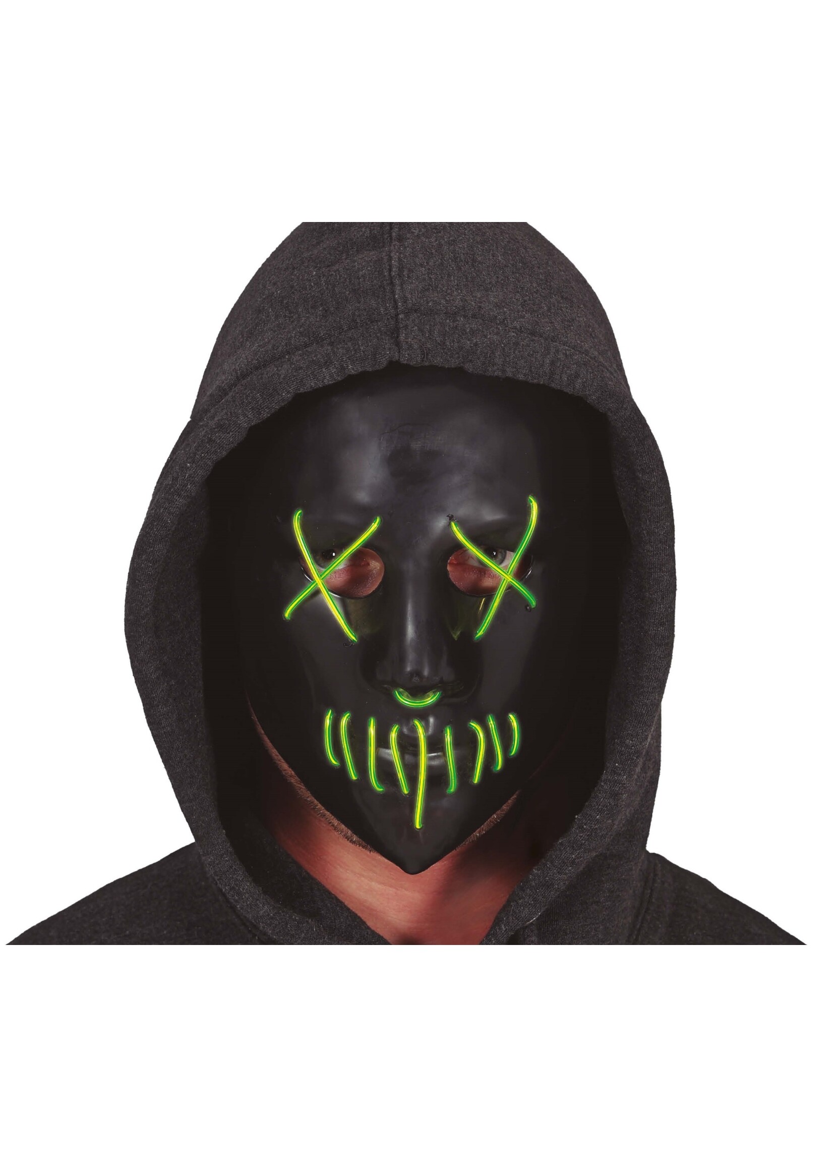 Fiestas Guirca Zwart masker met LED-verlichting