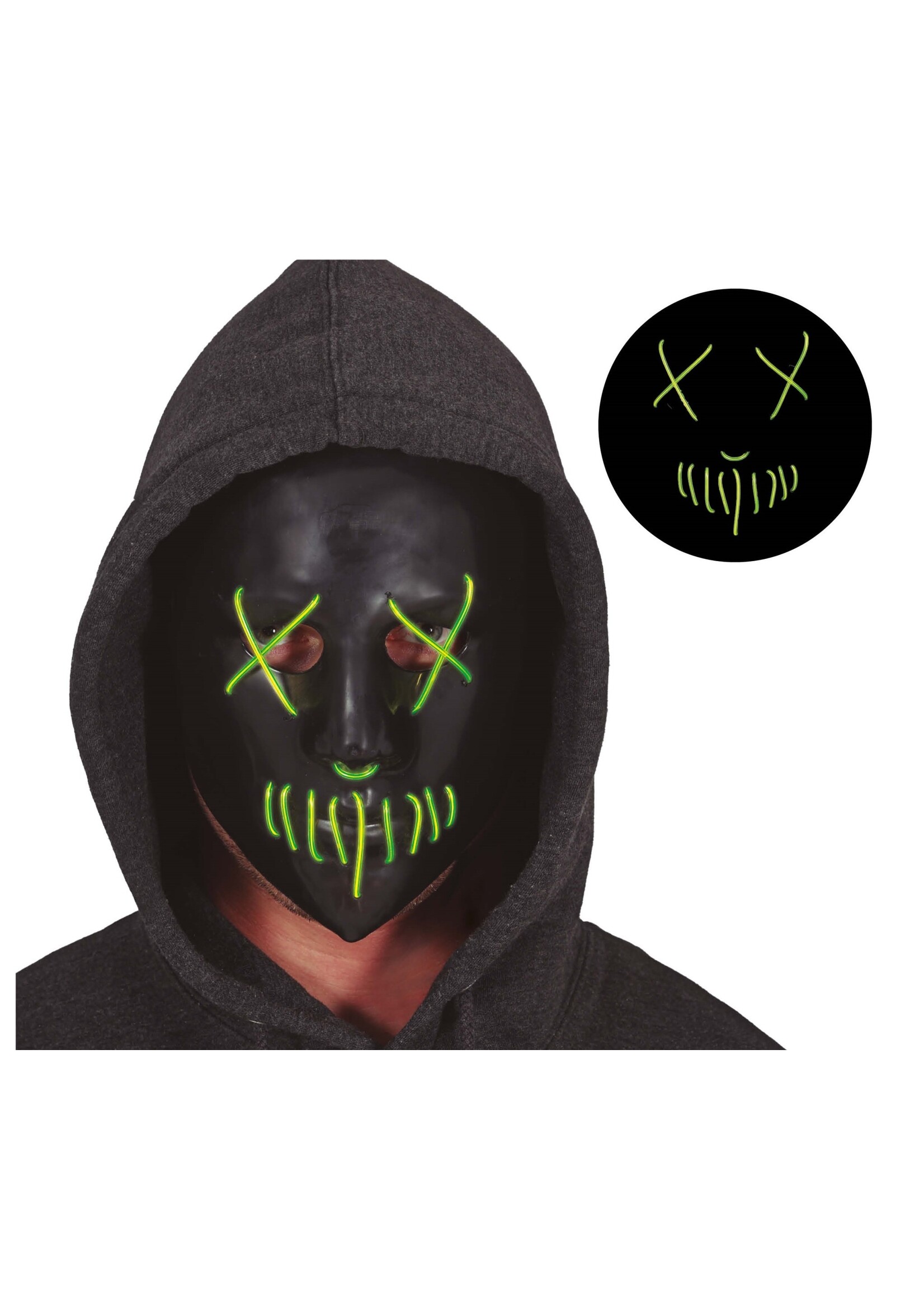 Fiestas Guirca Zwart masker met LED-verlichting