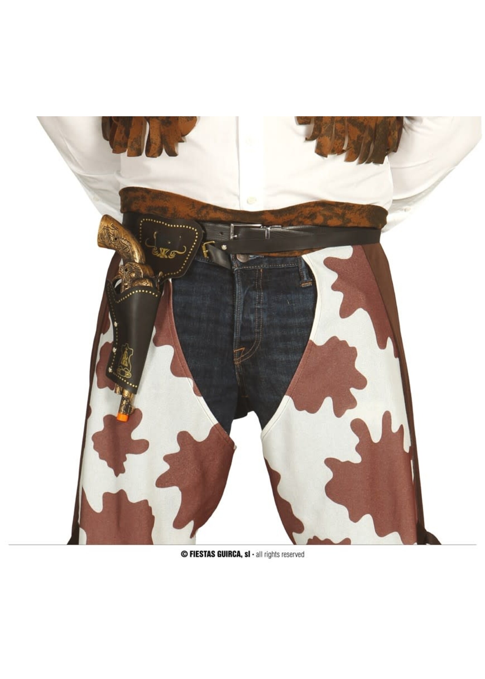 Fiestas Guirca Cowboy holster met gouden revolver