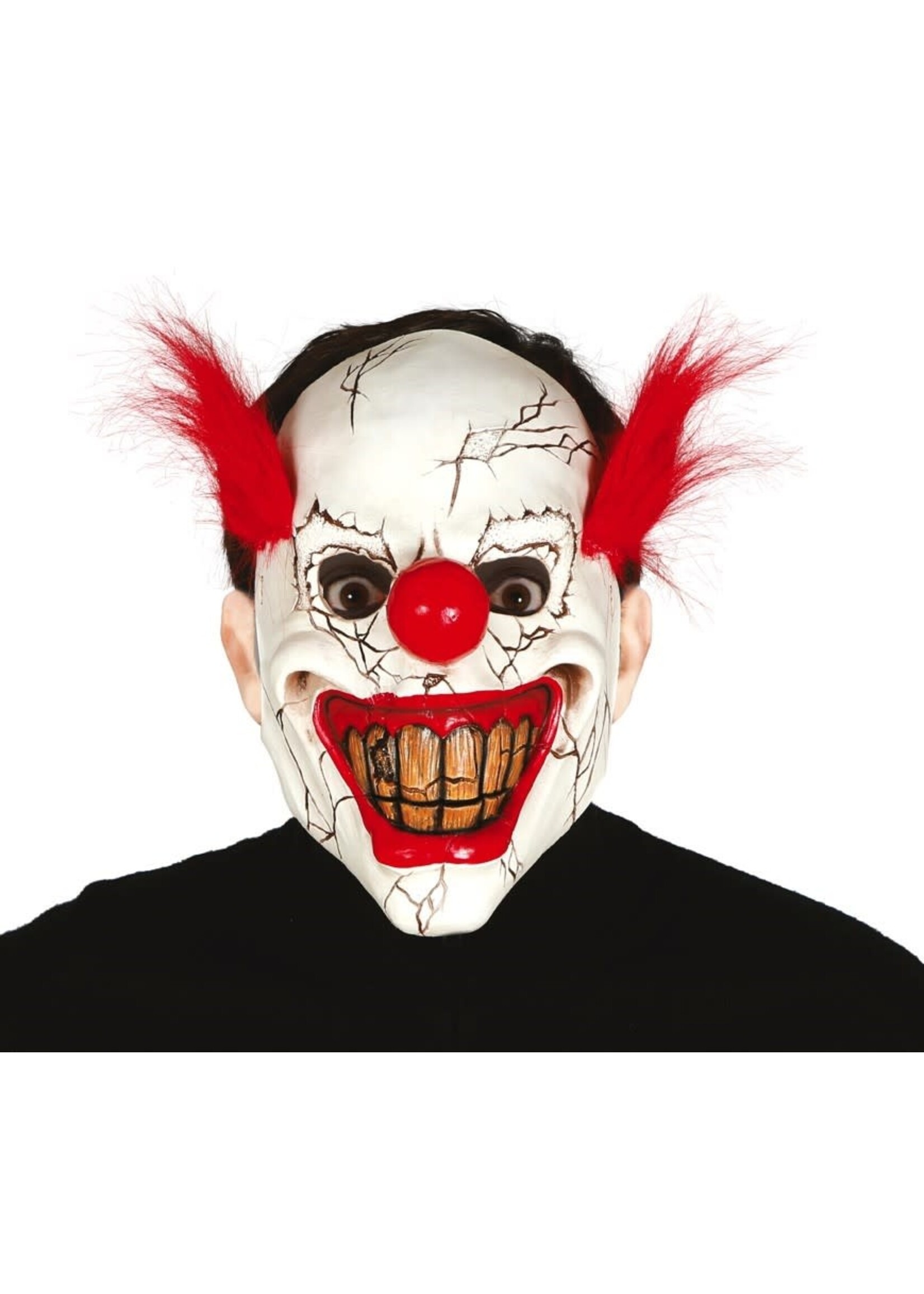 Fiestas Guirca Latex horrorclown masker met rood haar