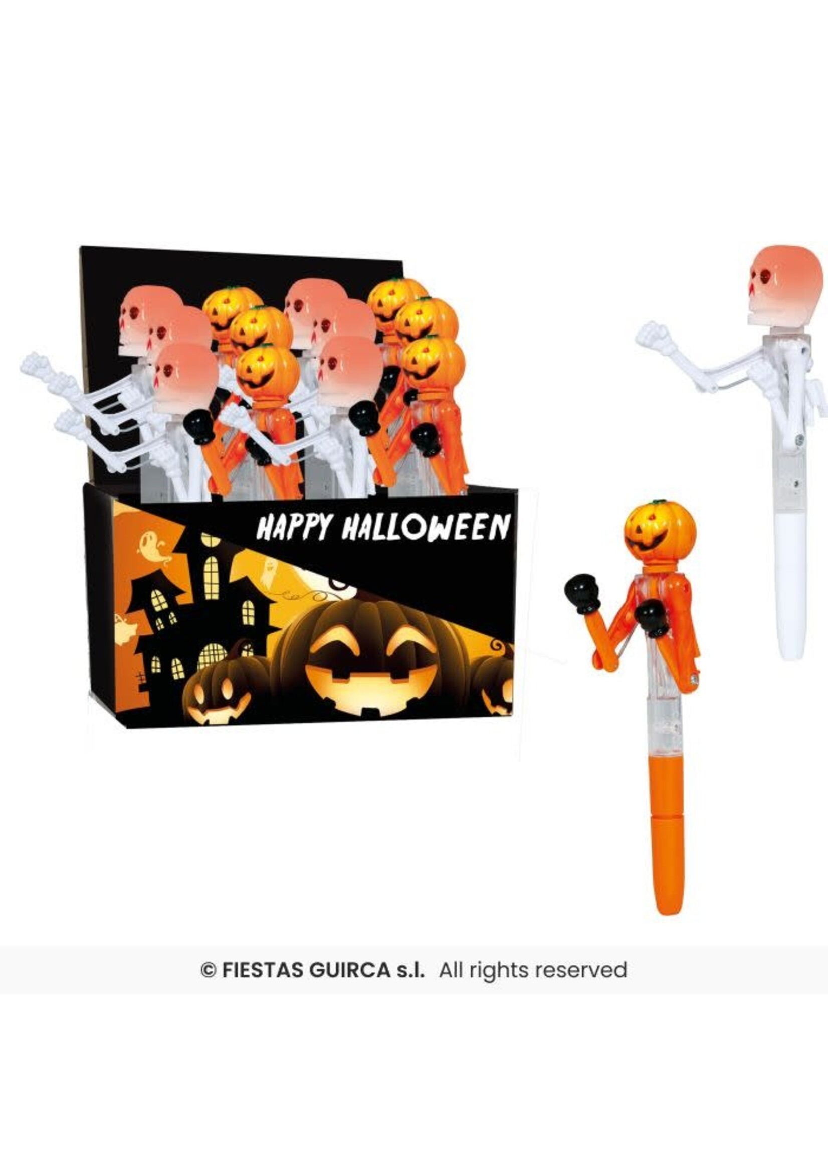 Fiestas Guirca Boksende Halloween balpen met licht per stuk