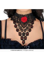Fiestas Guirca Geborduurde choker met rode roos