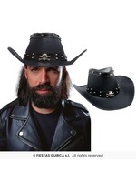 Fiestas Guirca Zwarte cowboyhoed met doodskop