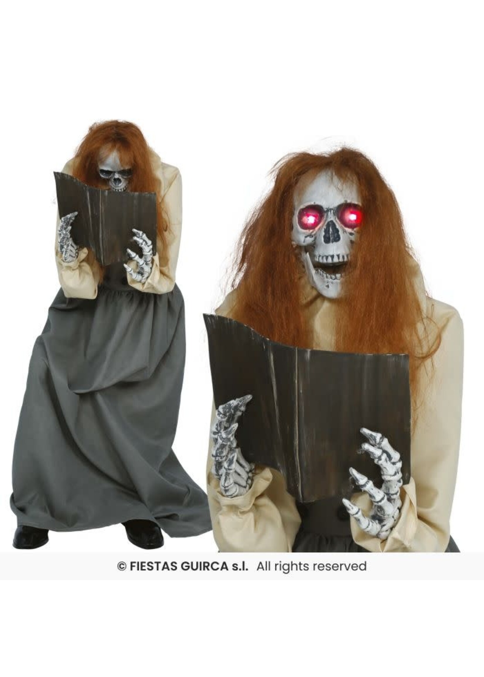 Fiestas Guirca Lezende skeletvrouw met licht geluid en beweging