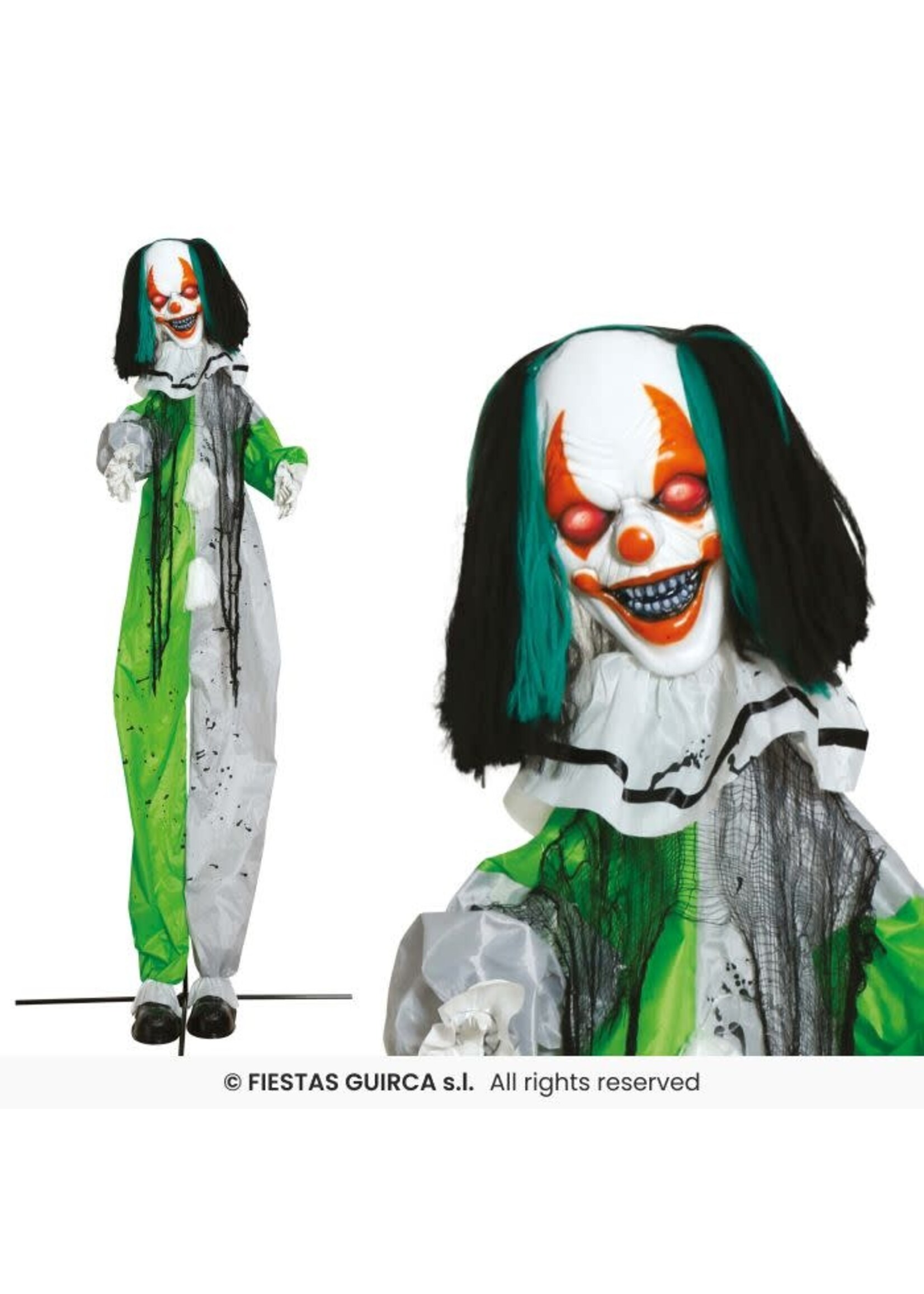 Fiestas Guirca Horrorclown met licht geluid en beweging