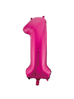 We Fiesta Party Folieballon cijfer 1 roze 34 inch /  86 cm
