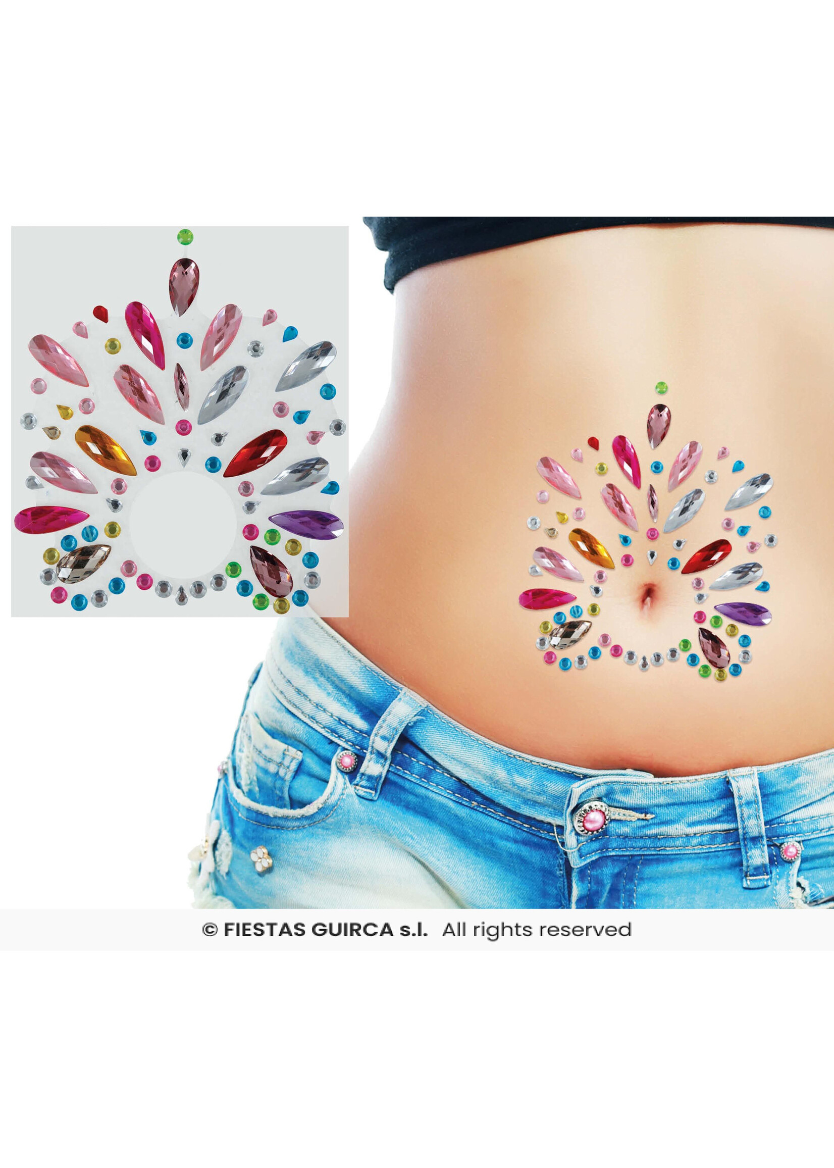 Fiestas Guirca Huidsticker navel steentjes
