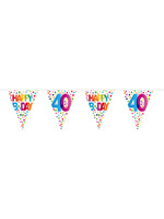 Feestkleding Breda Vlaggenlijn Happy Bday Dots 40 jaar - 10 meter