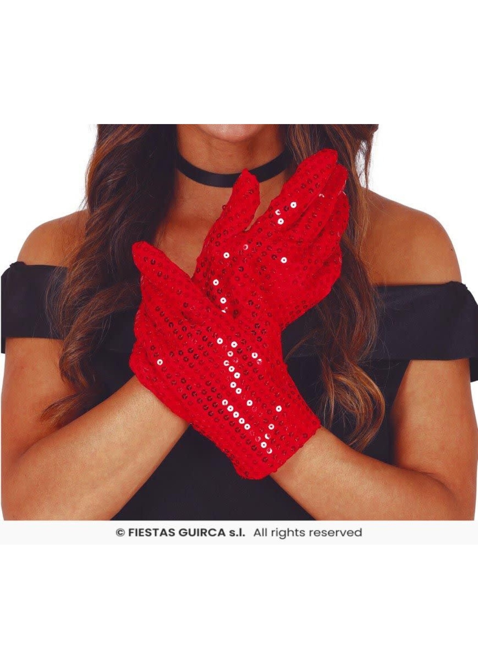 Fiestas Guirca Handschoenen pailletten rood