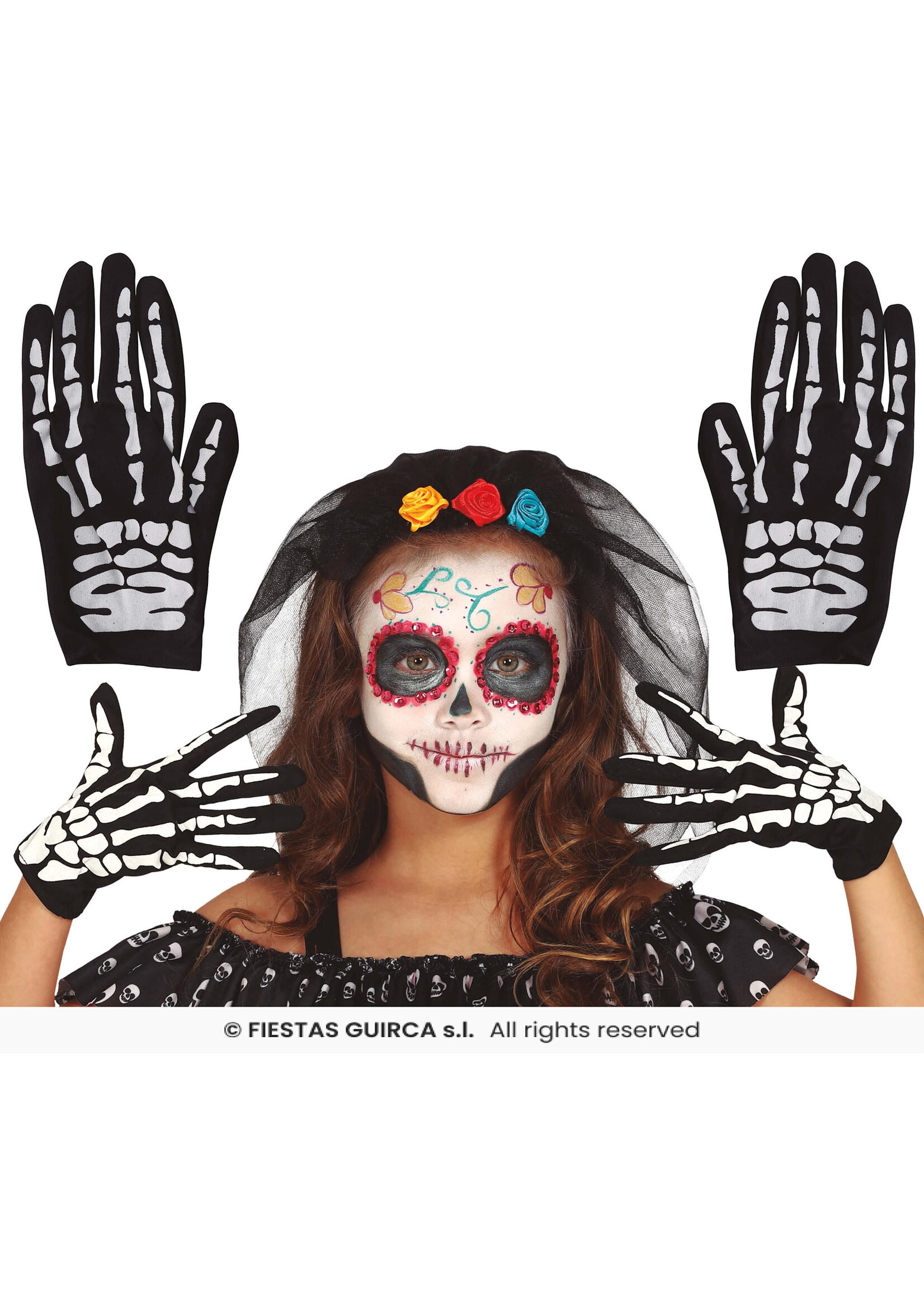 Fiestas Guirca Handschoenen skelet kind