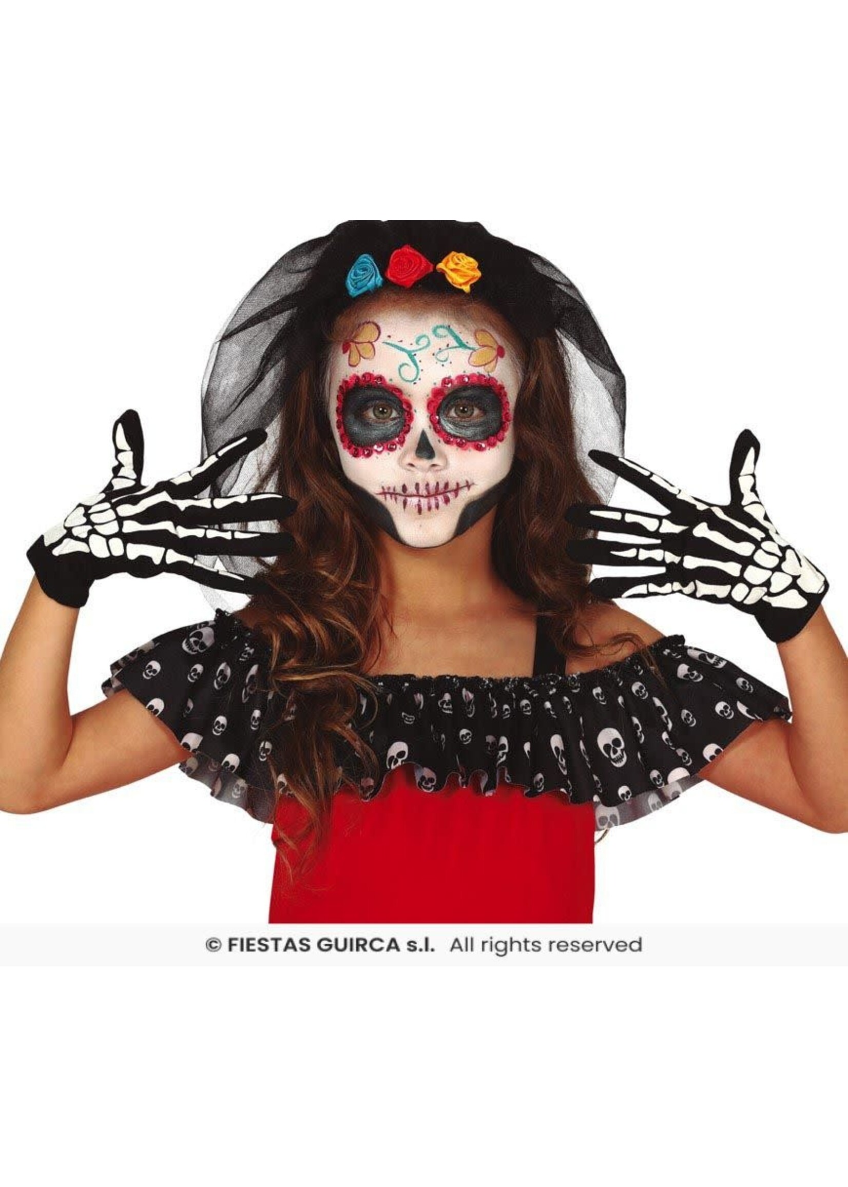 Fiestas Guirca Handschoenen skelet kind