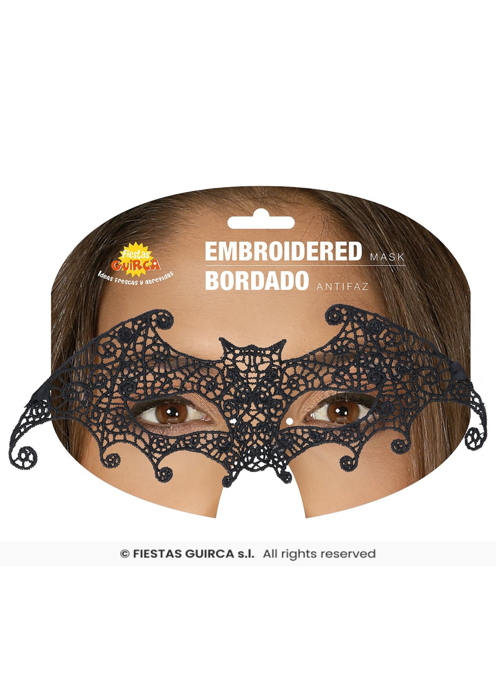 Fiestas Guirca Oogmasker vleermuis zwart kant