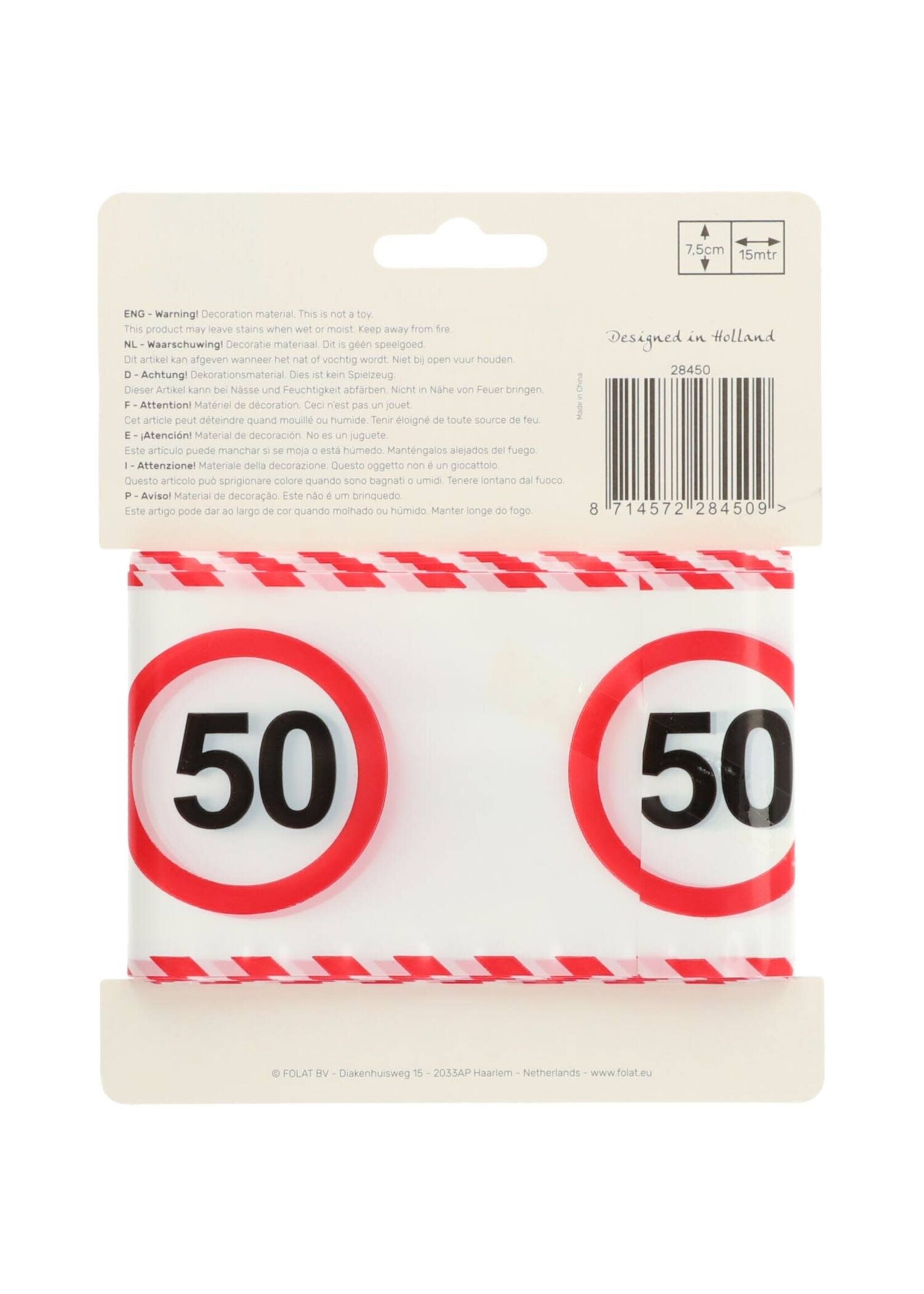 Folat Afzetlint verkeersbord 50