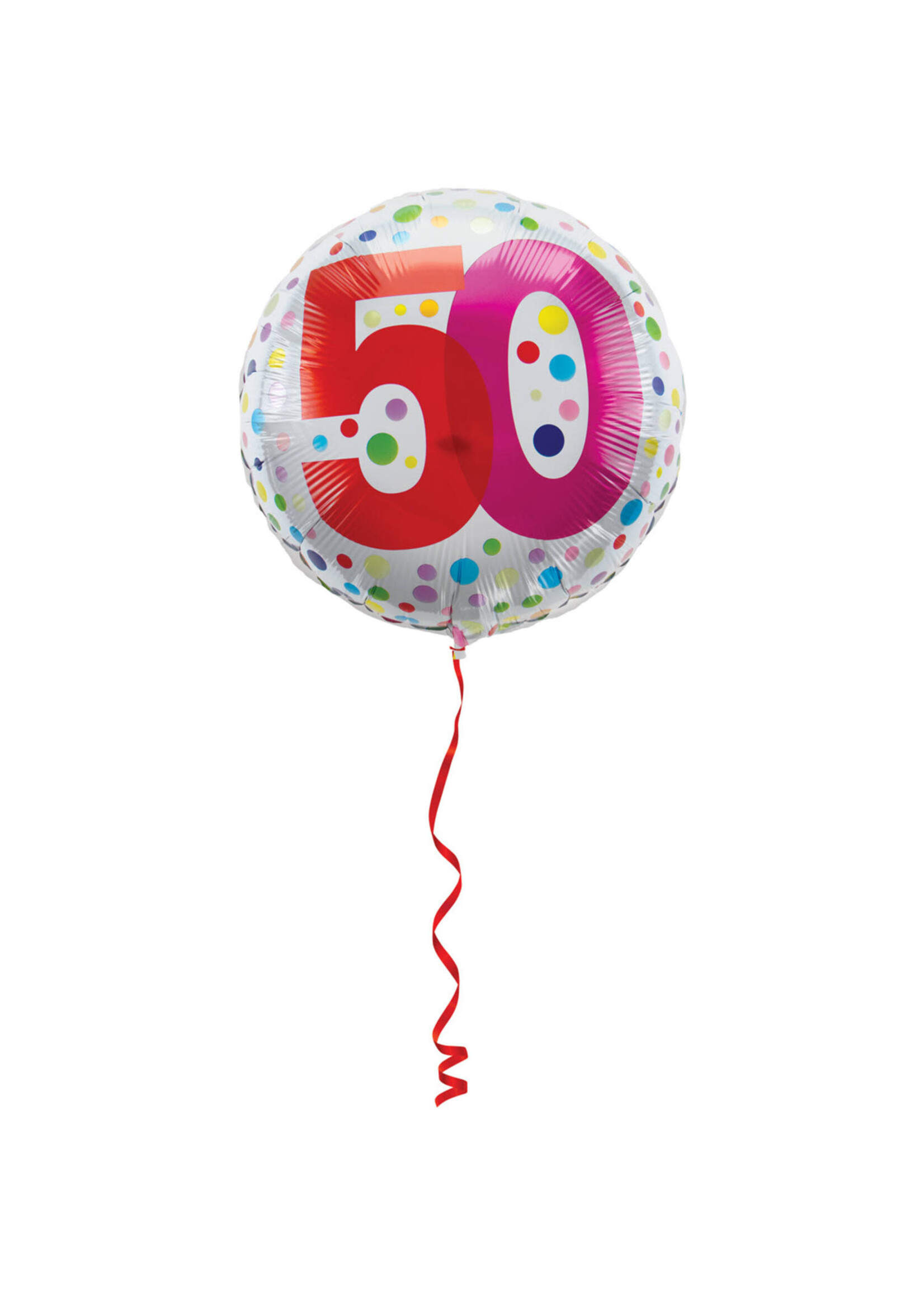Folat Folieballon regenboogstippen 50 jaar - 45cm