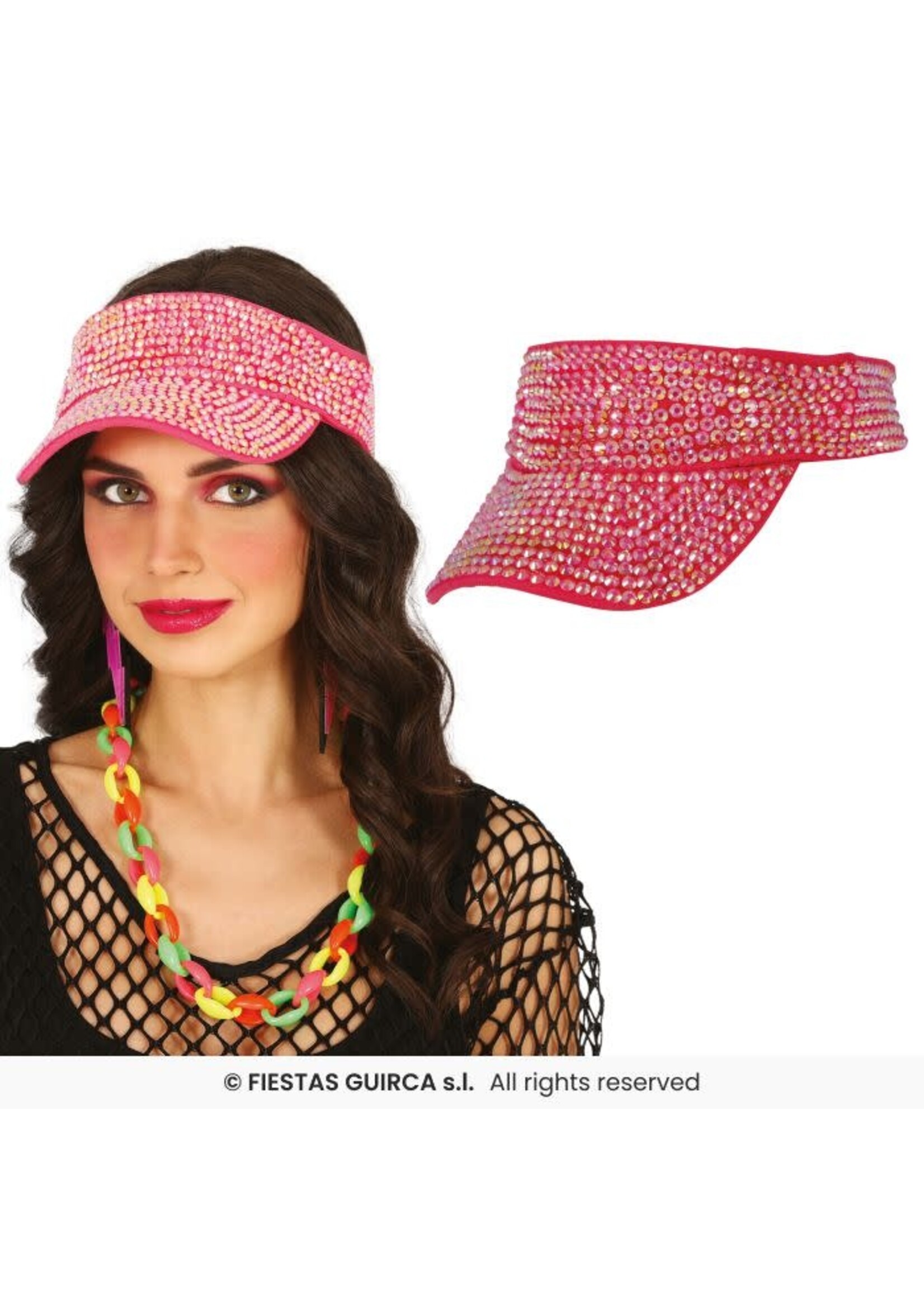 Fiestas Guirca Zonneklep met strass-steentjes Roze