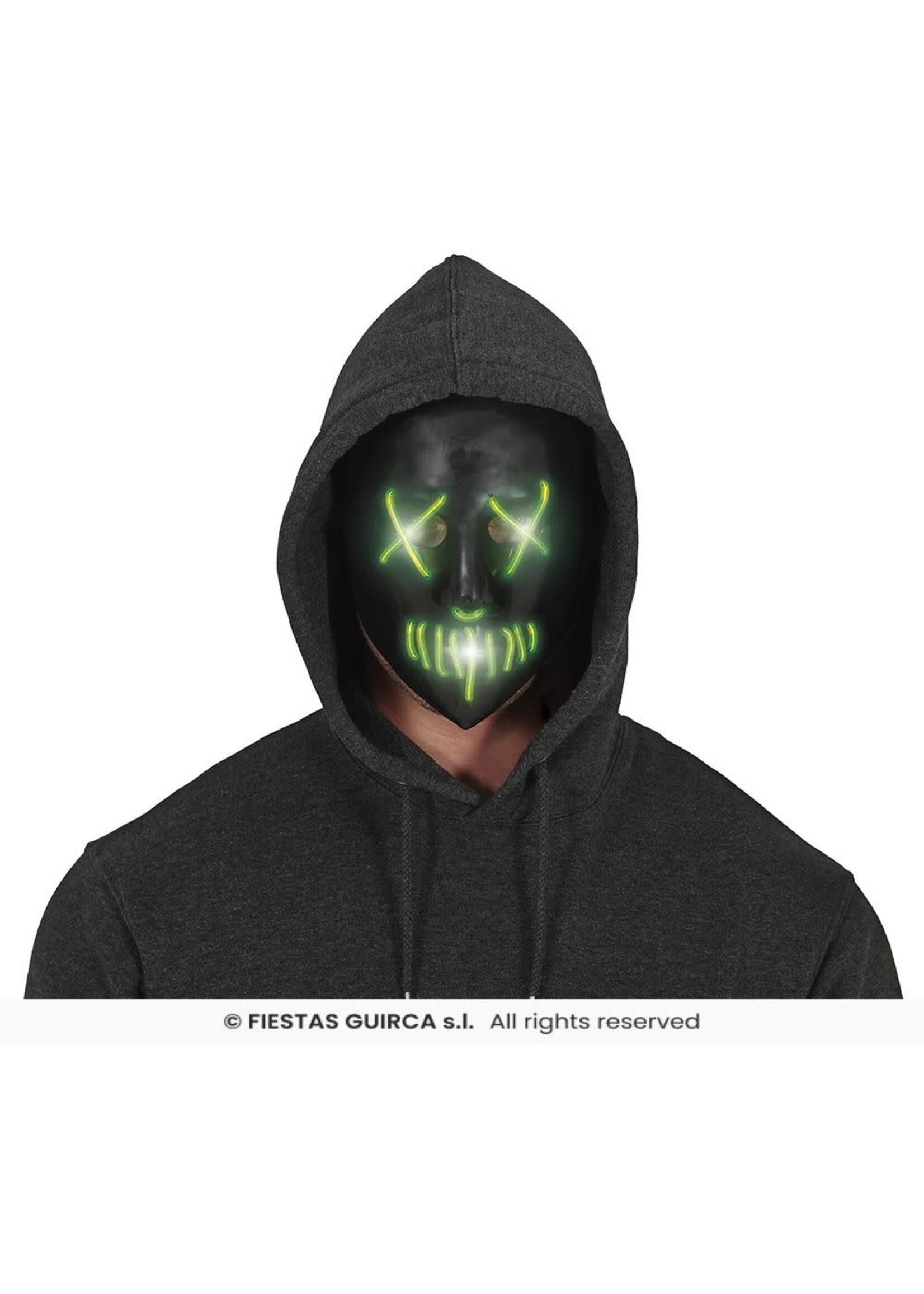 Fiestas Guirca Zwart masker met LED-verlichting