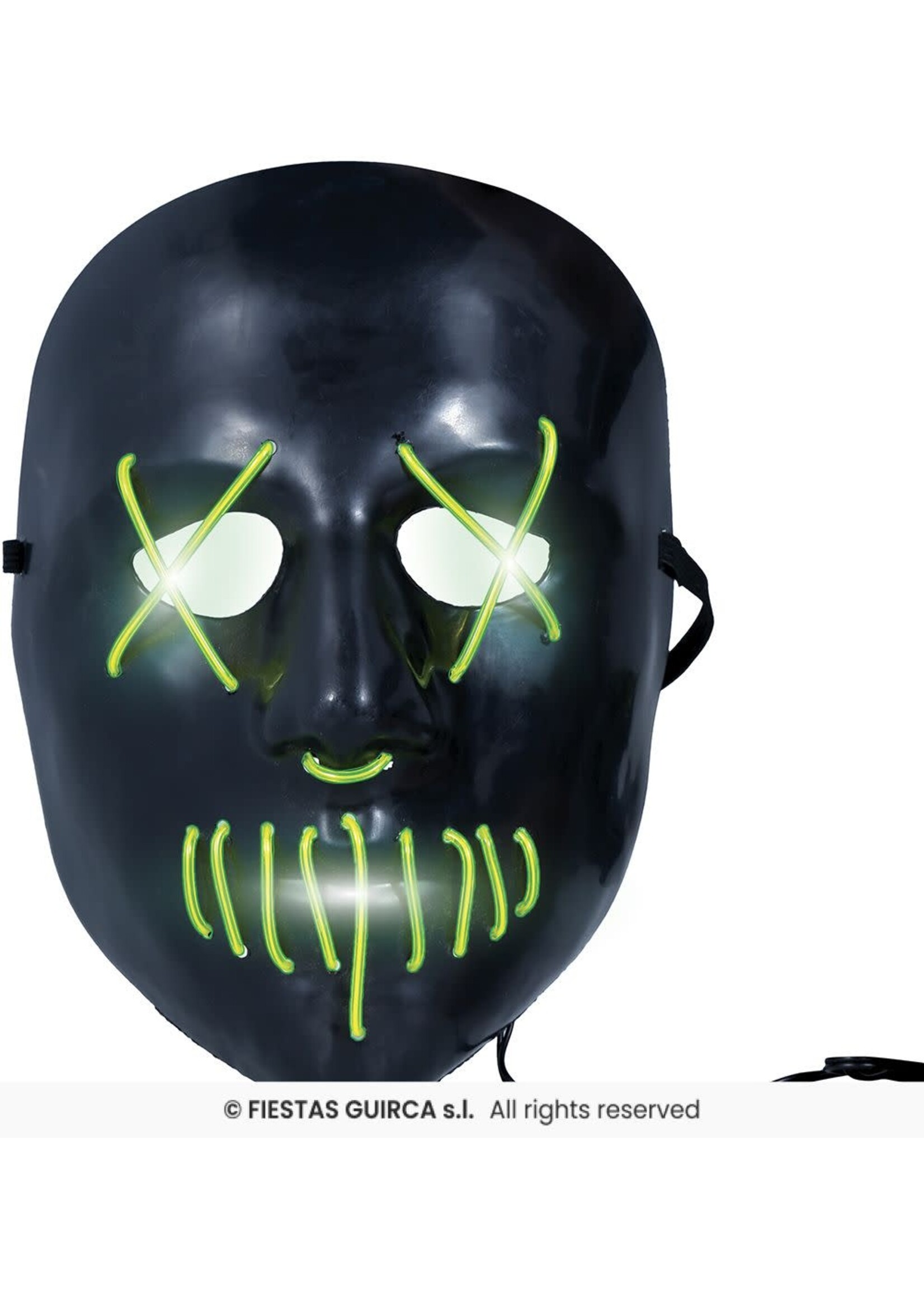 Fiestas Guirca Zwart masker met LED-verlichting