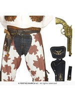 Fiestas Guirca Cowboy holster met gouden revolver