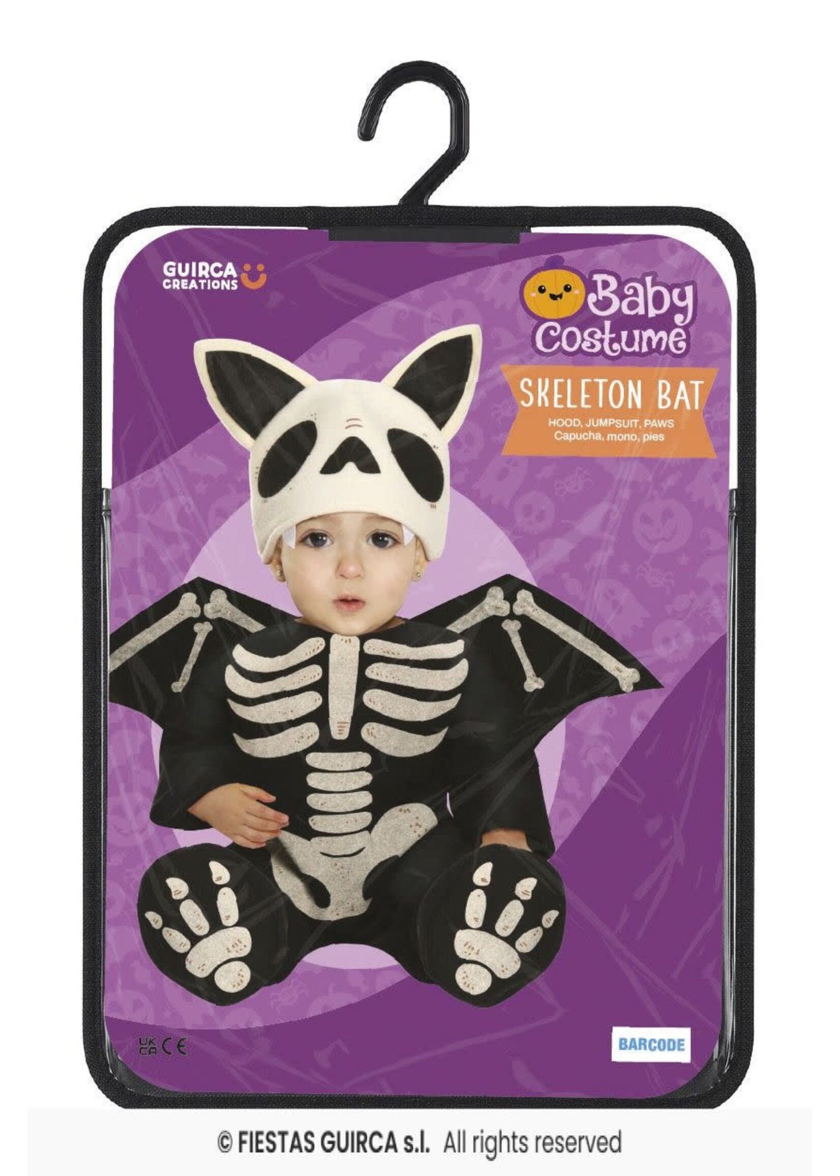 Fiestas Guirca Babykostuum skeletvleermuis