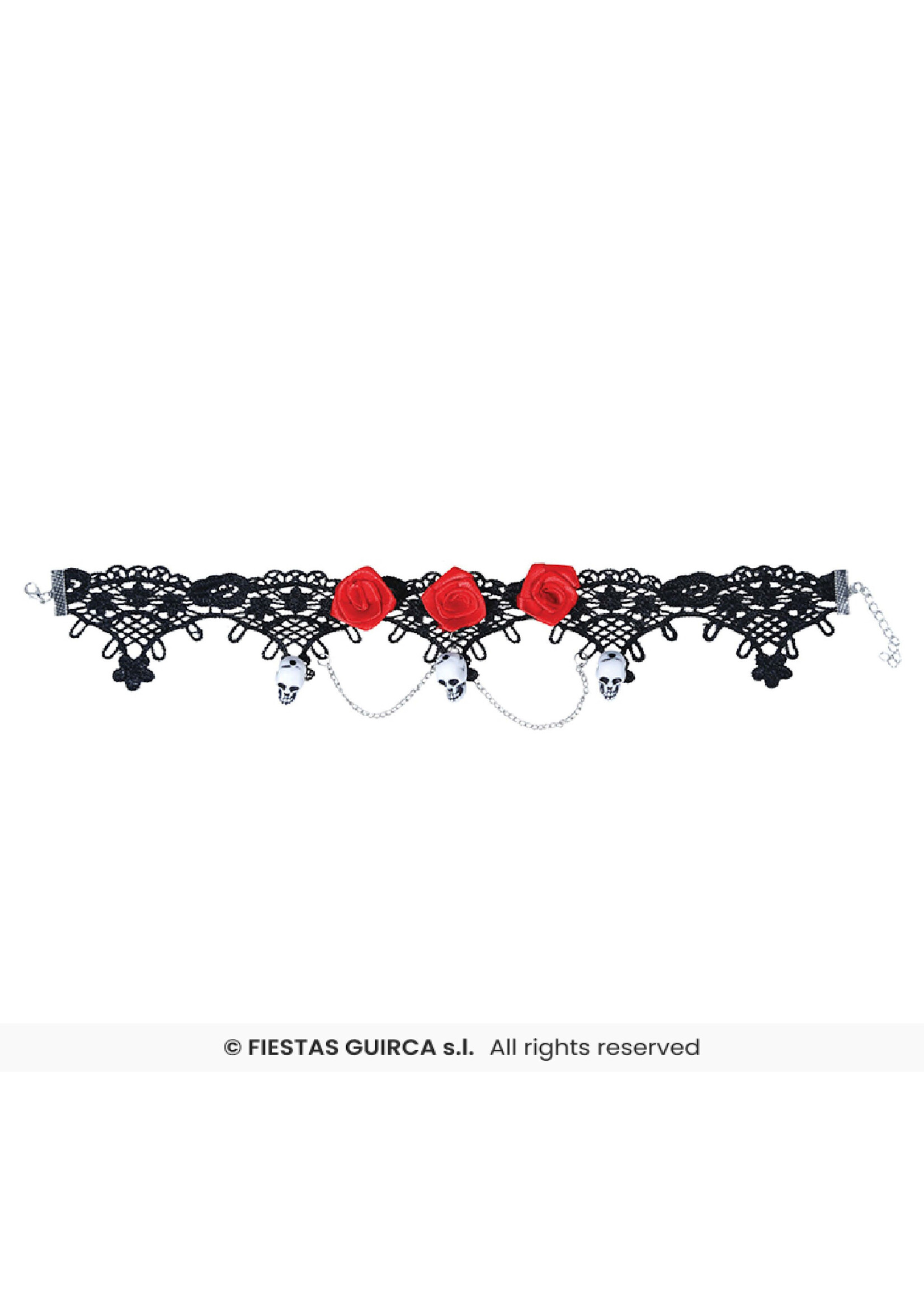 Fiestas Guirca Choker ketting met schedels en rozen