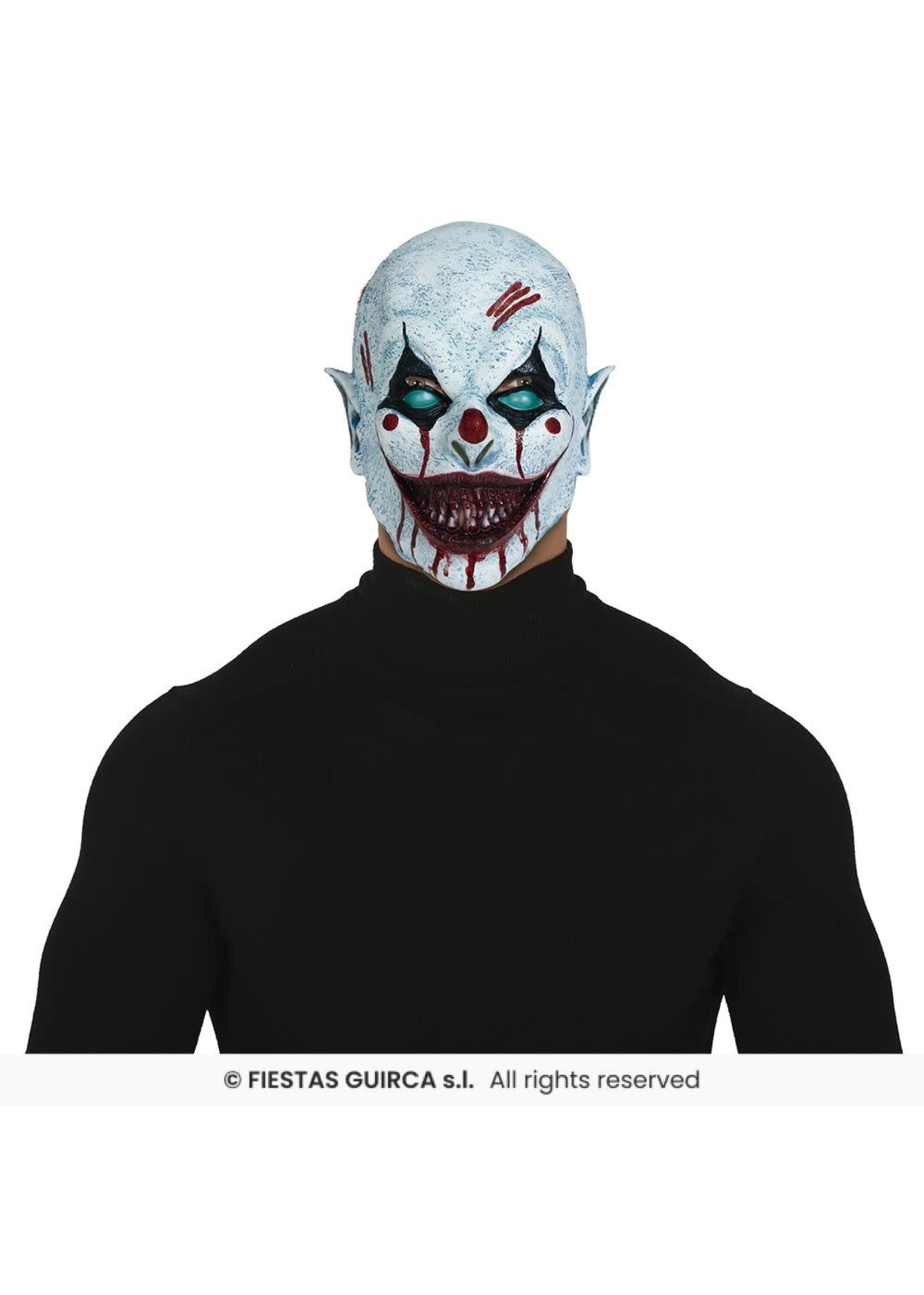 Fiestas Guirca Lachend horrorclown masker van latex