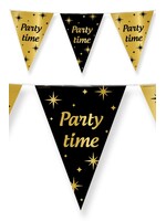 Feestkleding Breda Vlaggenlijn Party time zwart/goud 10m