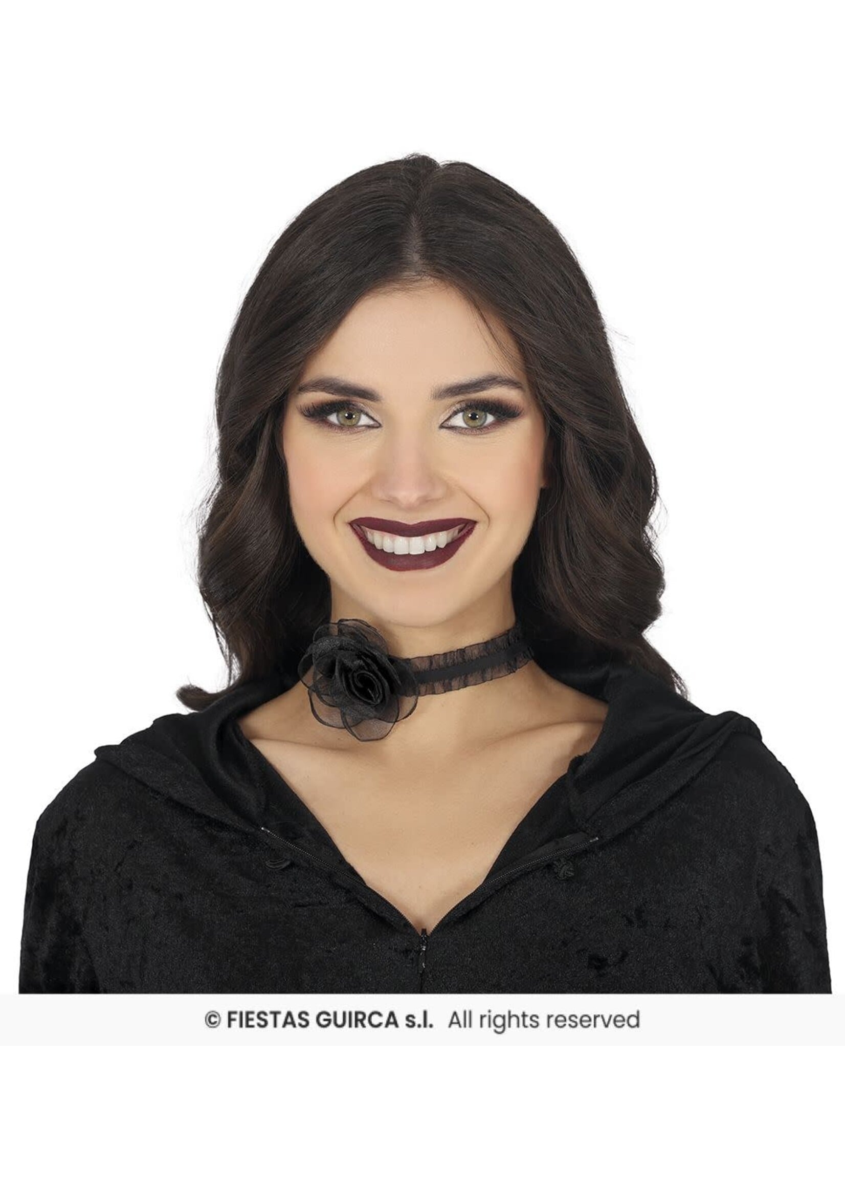 Fiestas Guirca Choker ketting met zwarte roos