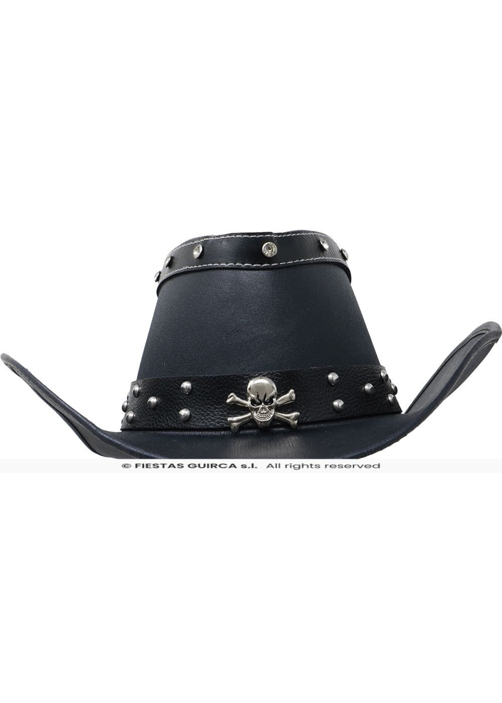 Fiestas Guirca Zwarte cowboyhoed met doodskop