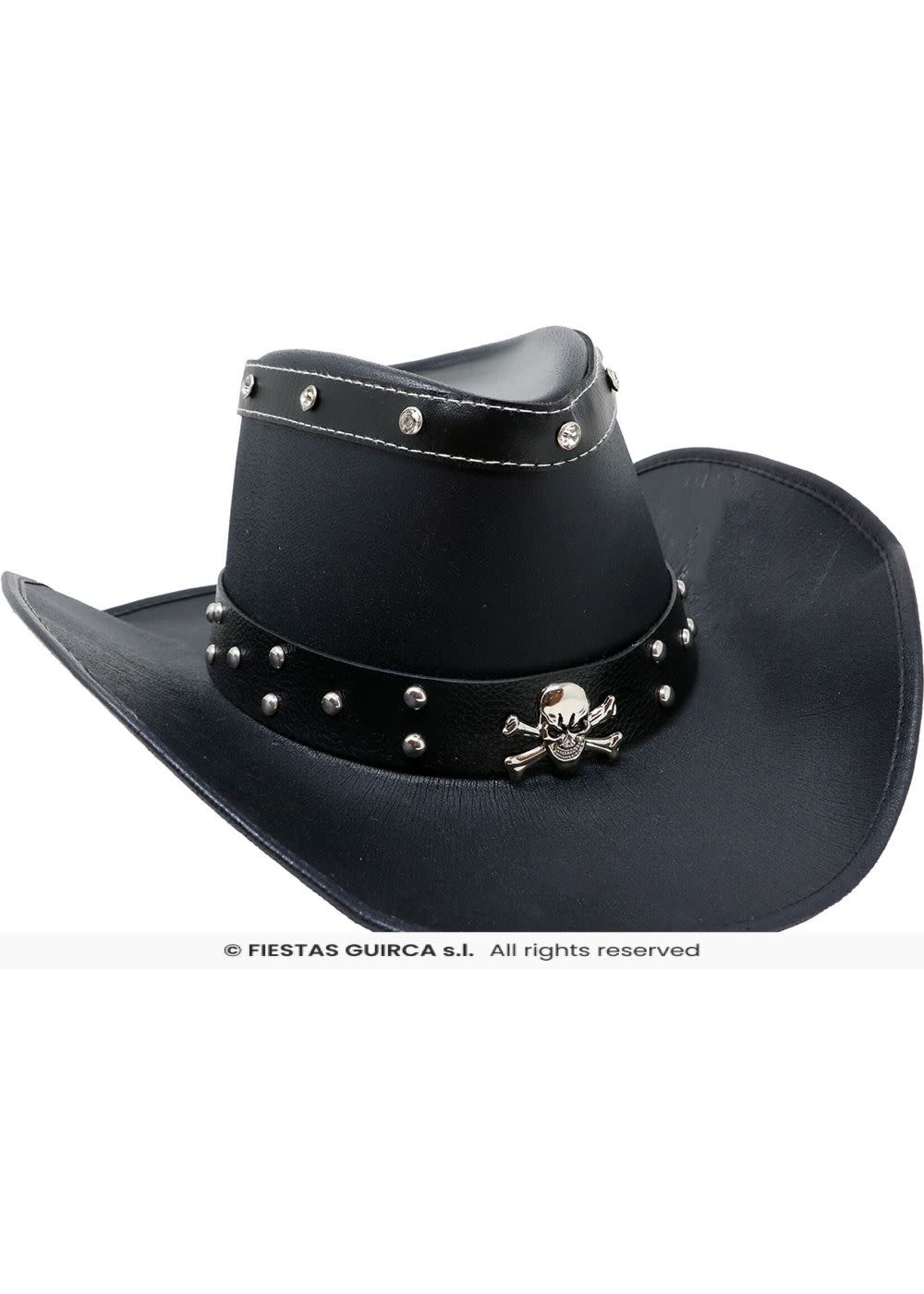 Fiestas Guirca Zwarte cowboyhoed met doodskop
