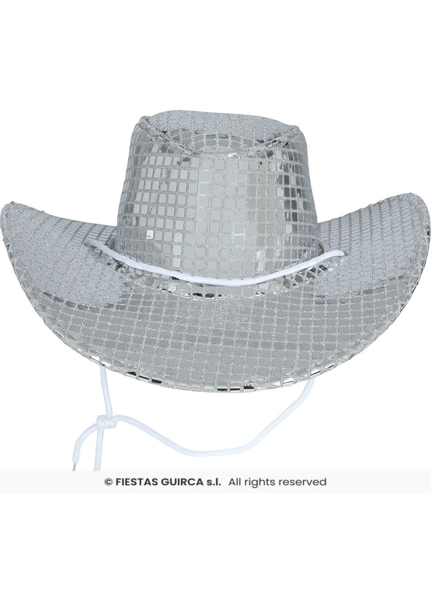 Fiestas Guirca Zilveren disco cowboyhoed