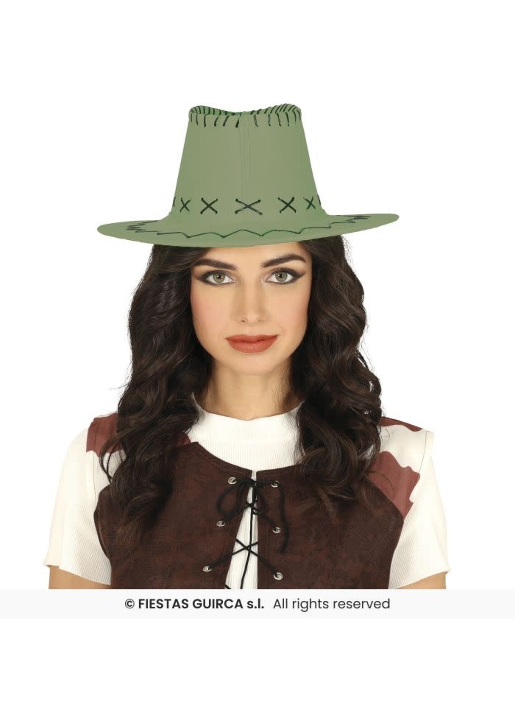 Fiestas Guirca Groene cowboyhoed van nepleer