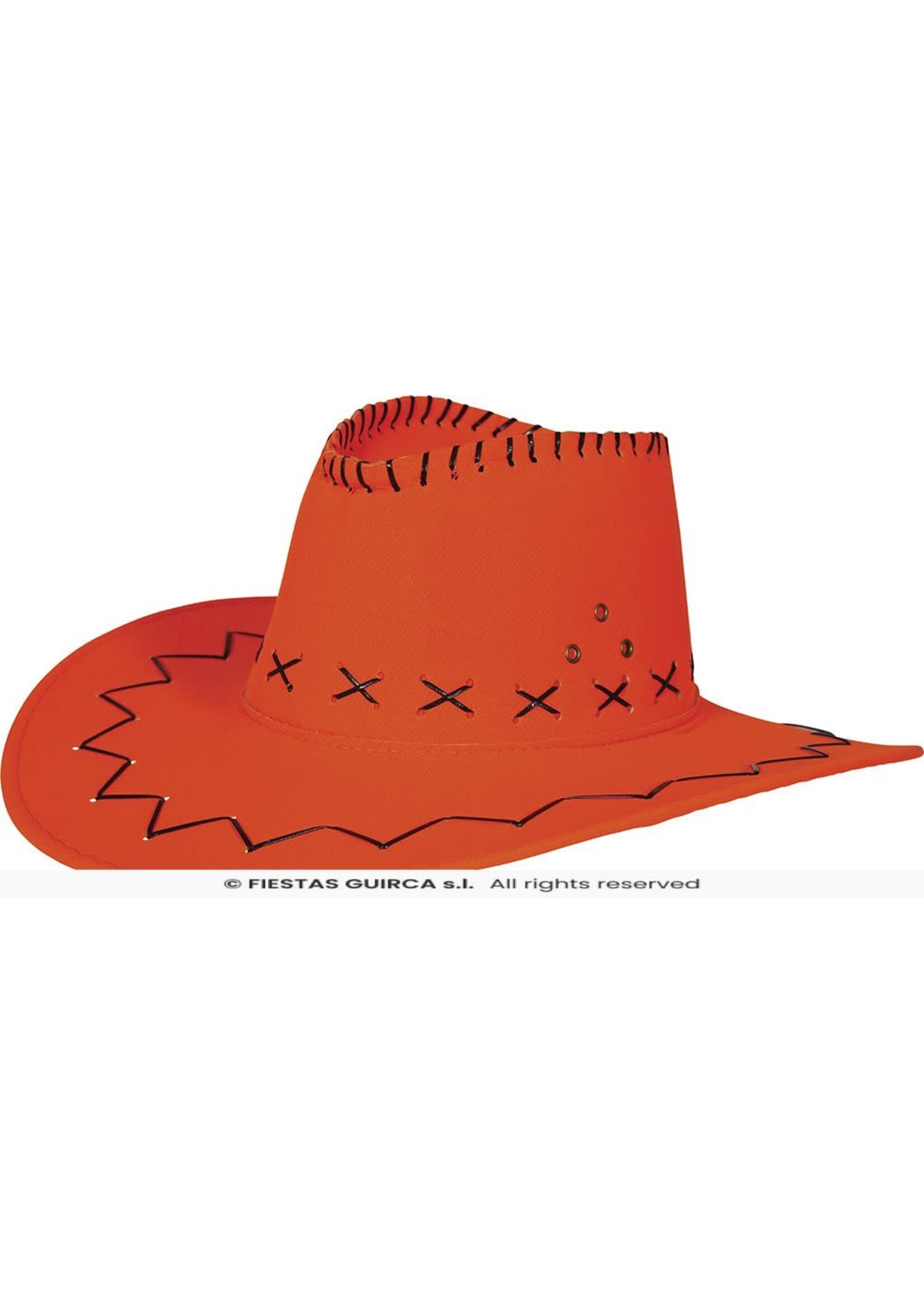 Fiestas Guirca Oranje cowboyhoed van nepleer
