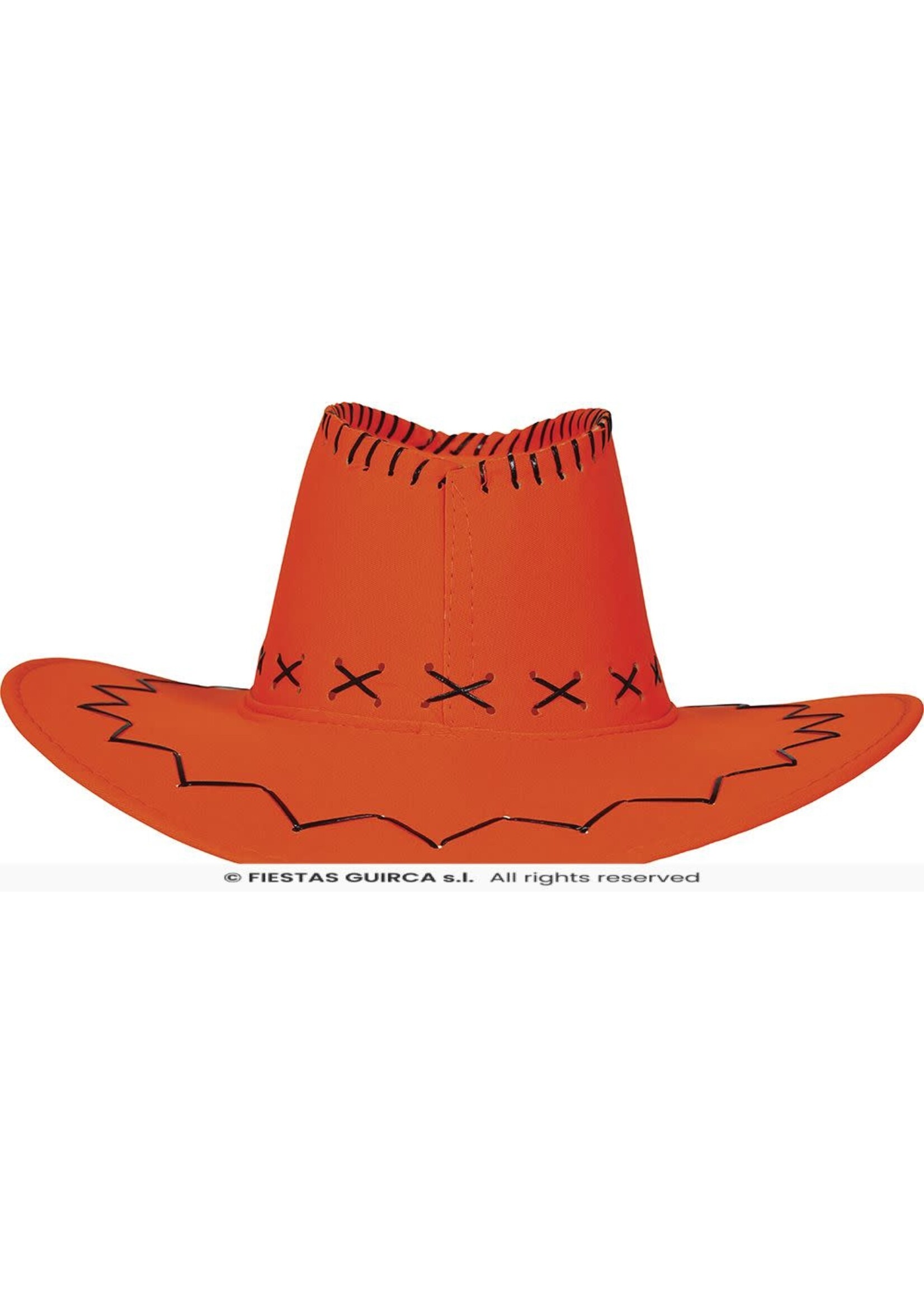 Fiestas Guirca Oranje cowboyhoed van nepleer