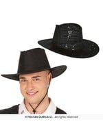 Fiestas Guirca Zwarte cowboyhoed met pailletten