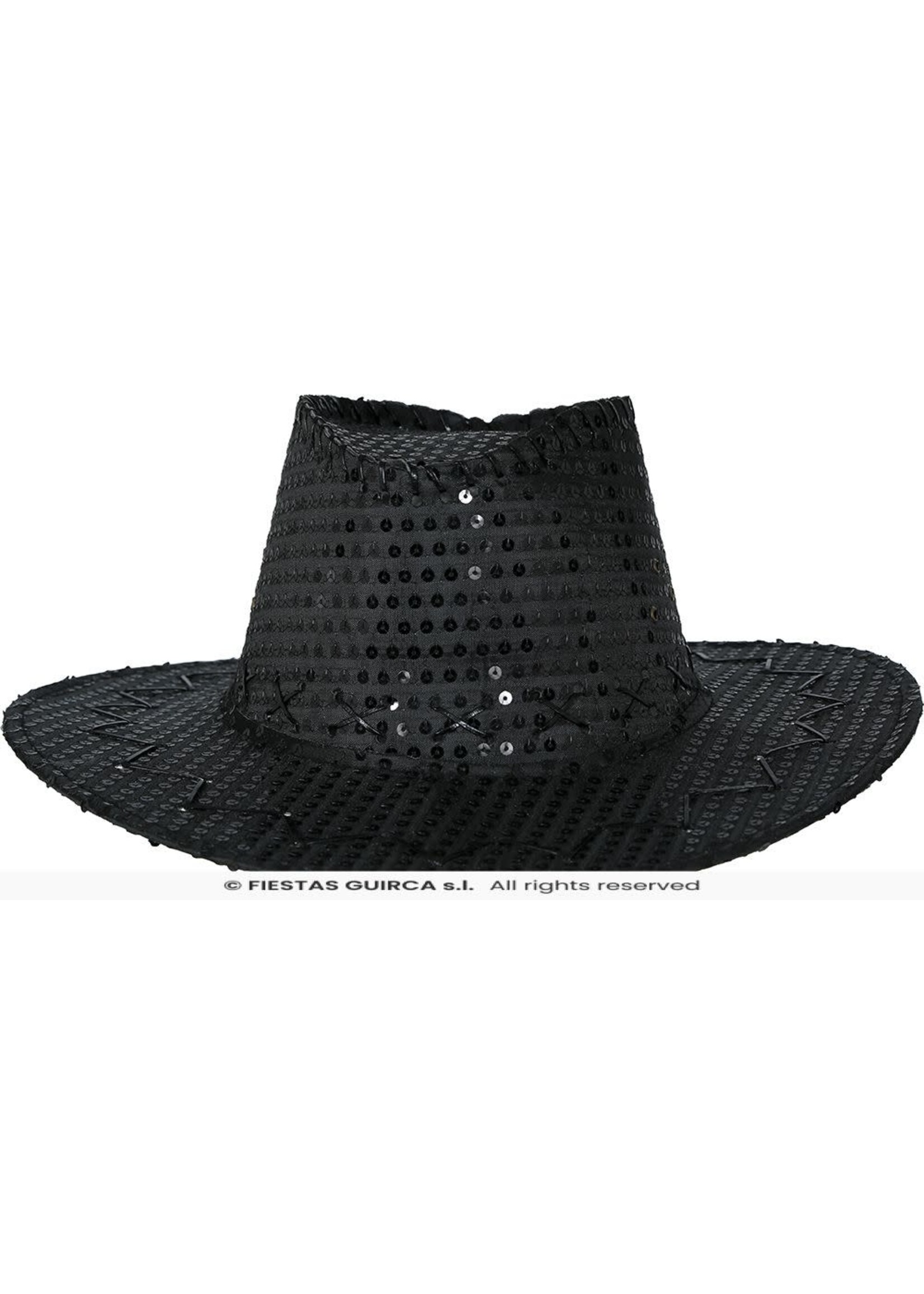 Fiestas Guirca Zwarte cowboyhoed met pailletten