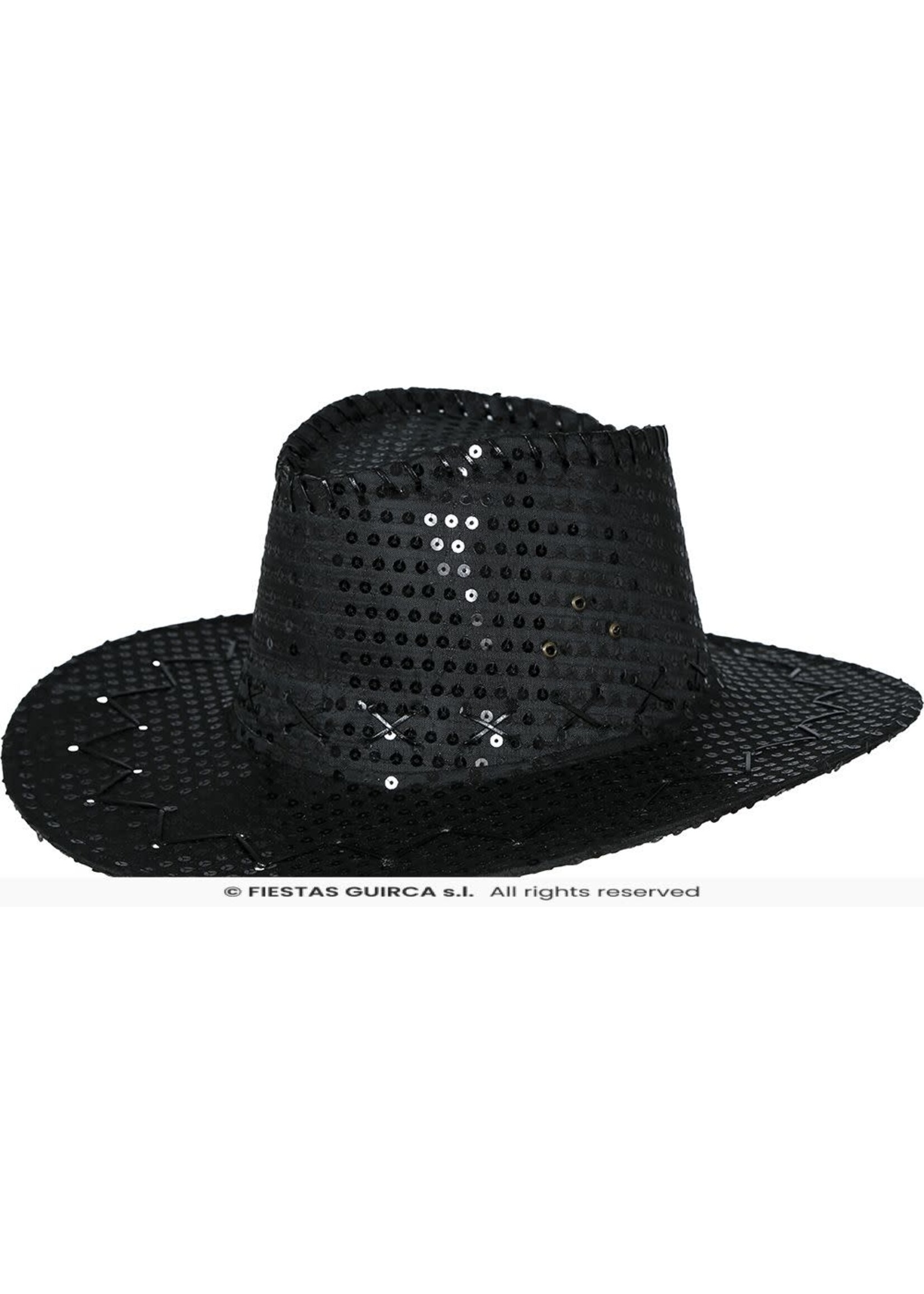 Fiestas Guirca Zwarte cowboyhoed met pailletten