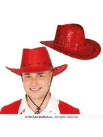 Fiestas Guirca Rode cowboyhoed met pailletten