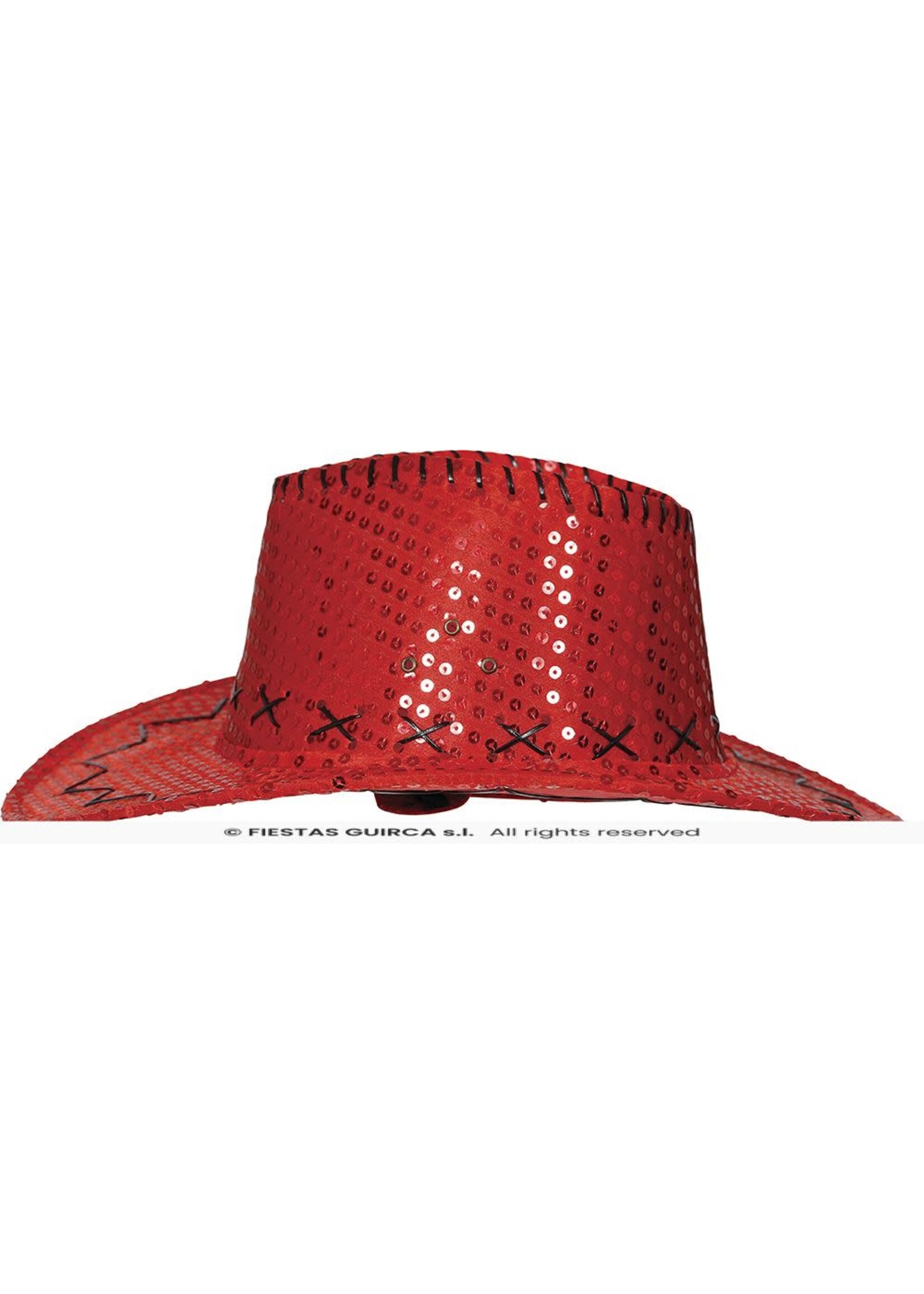 Fiestas Guirca Rode cowboyhoed met pailletten