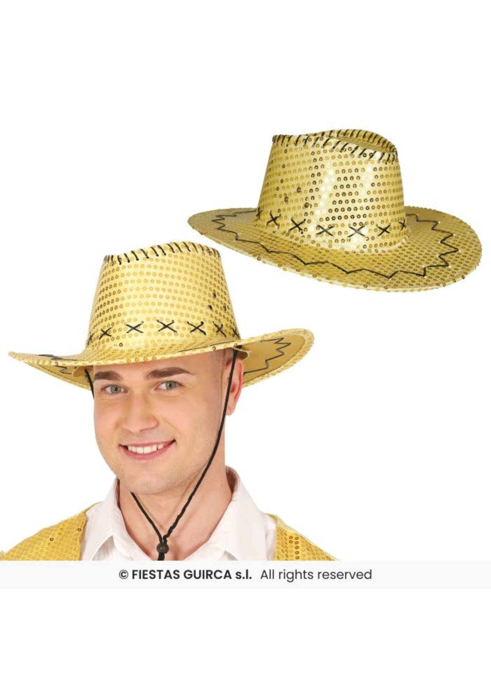 Fiestas Guirca Gouden cowboyhoed met pailletten