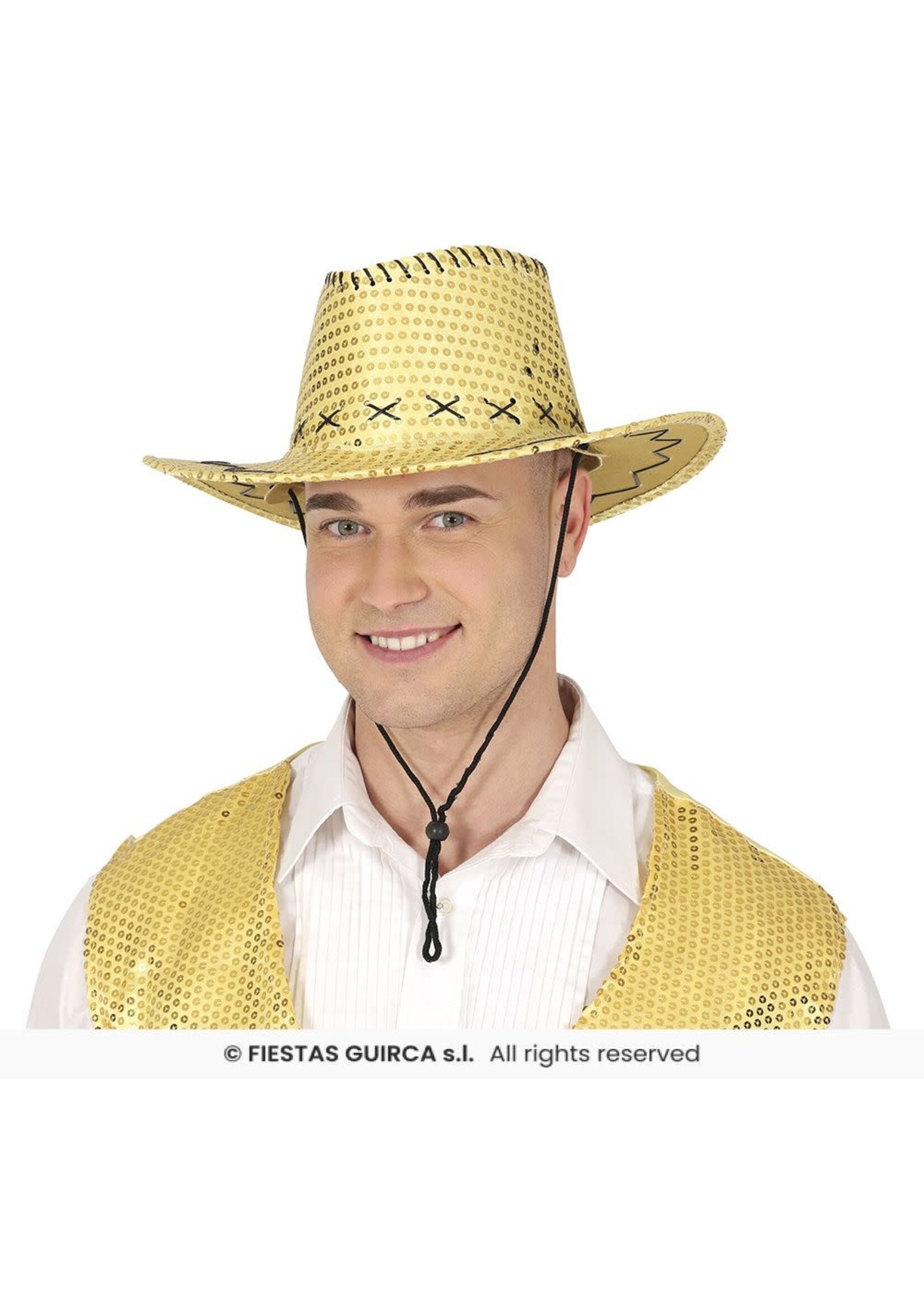 Fiestas Guirca Gouden cowboyhoed met pailletten